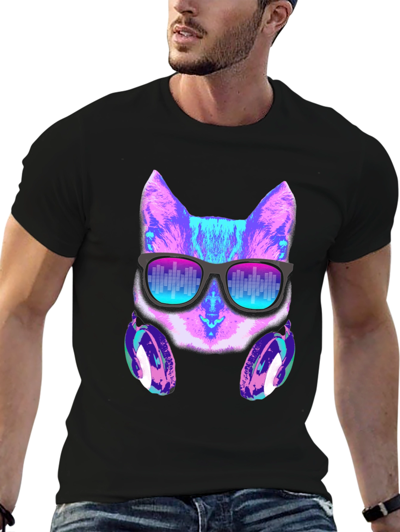 Cat DJ Graphic Tee - Party Ready Style