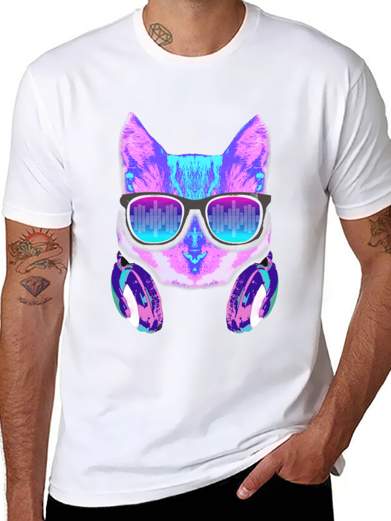 Cat DJ Graphic Tee - Party Ready Style