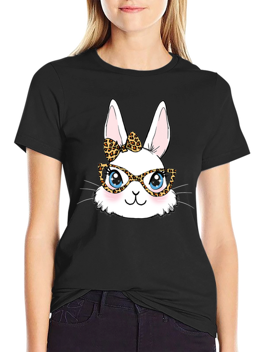Bunny Leopard Print Glasses T-Shirt