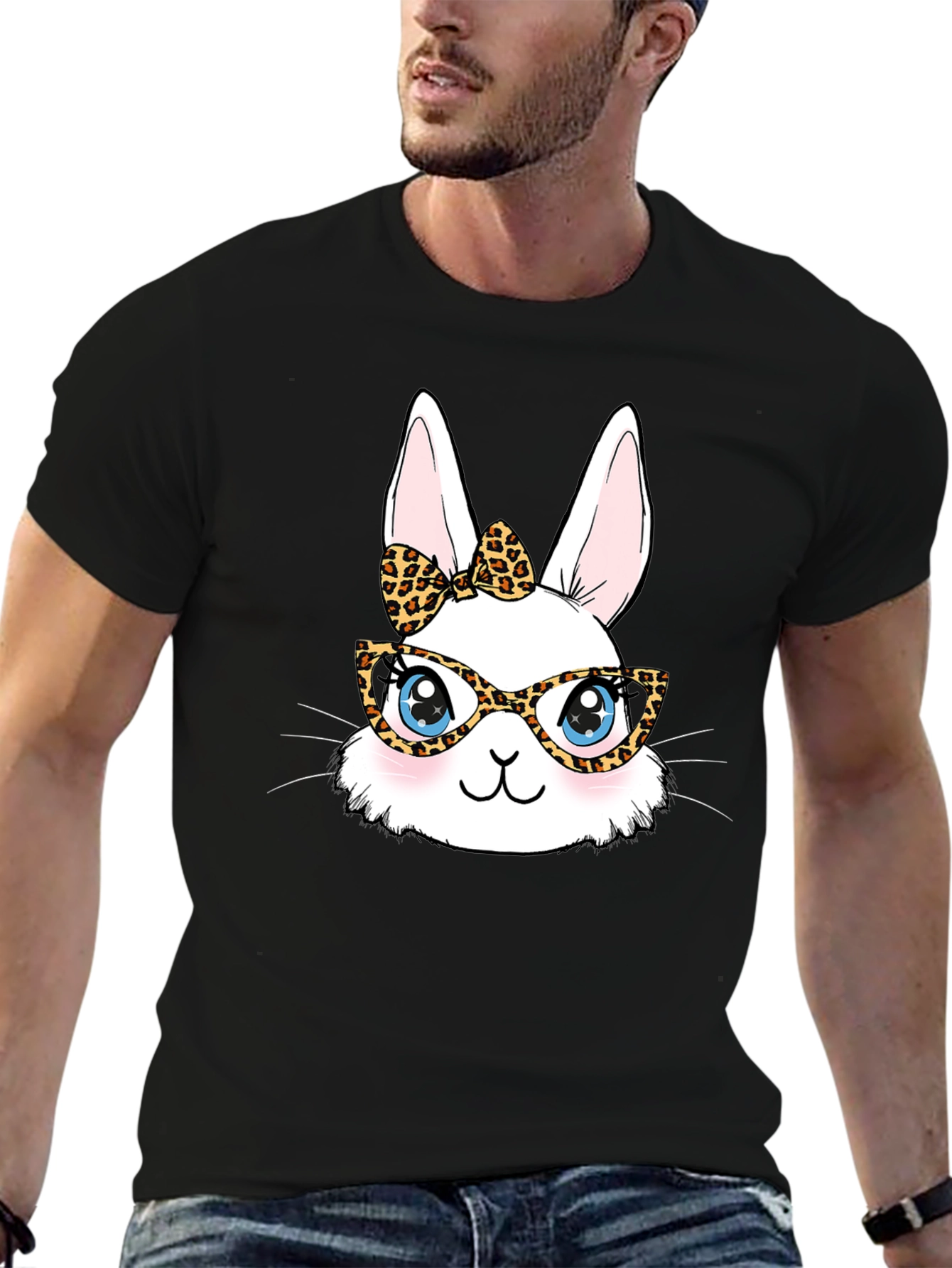 Bunny Leopard Print Glasses T-Shirt
