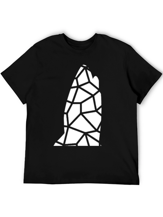Geometric Wolf Head Graphic Black Tee