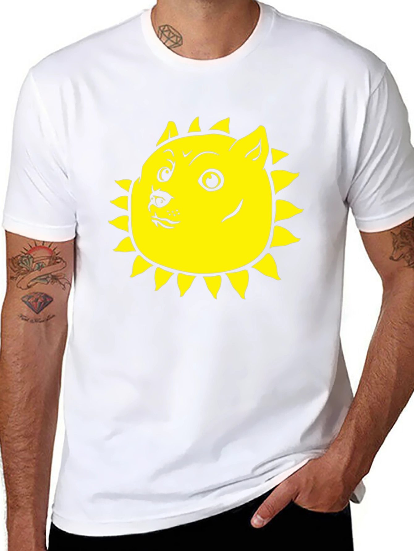 Doge Sun Funny Black T-Shirt