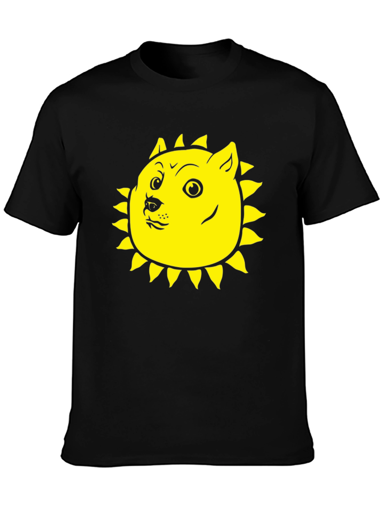 Doge Sun Funny Black T-Shirt