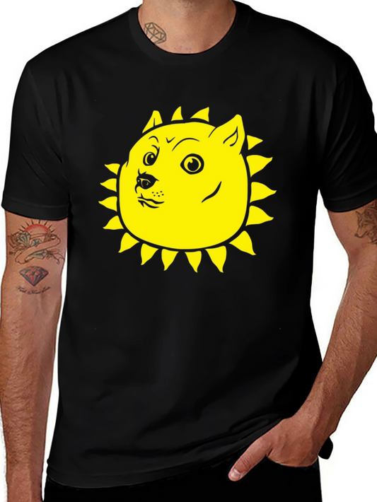 Doge Sun Funny Black T-Shirt