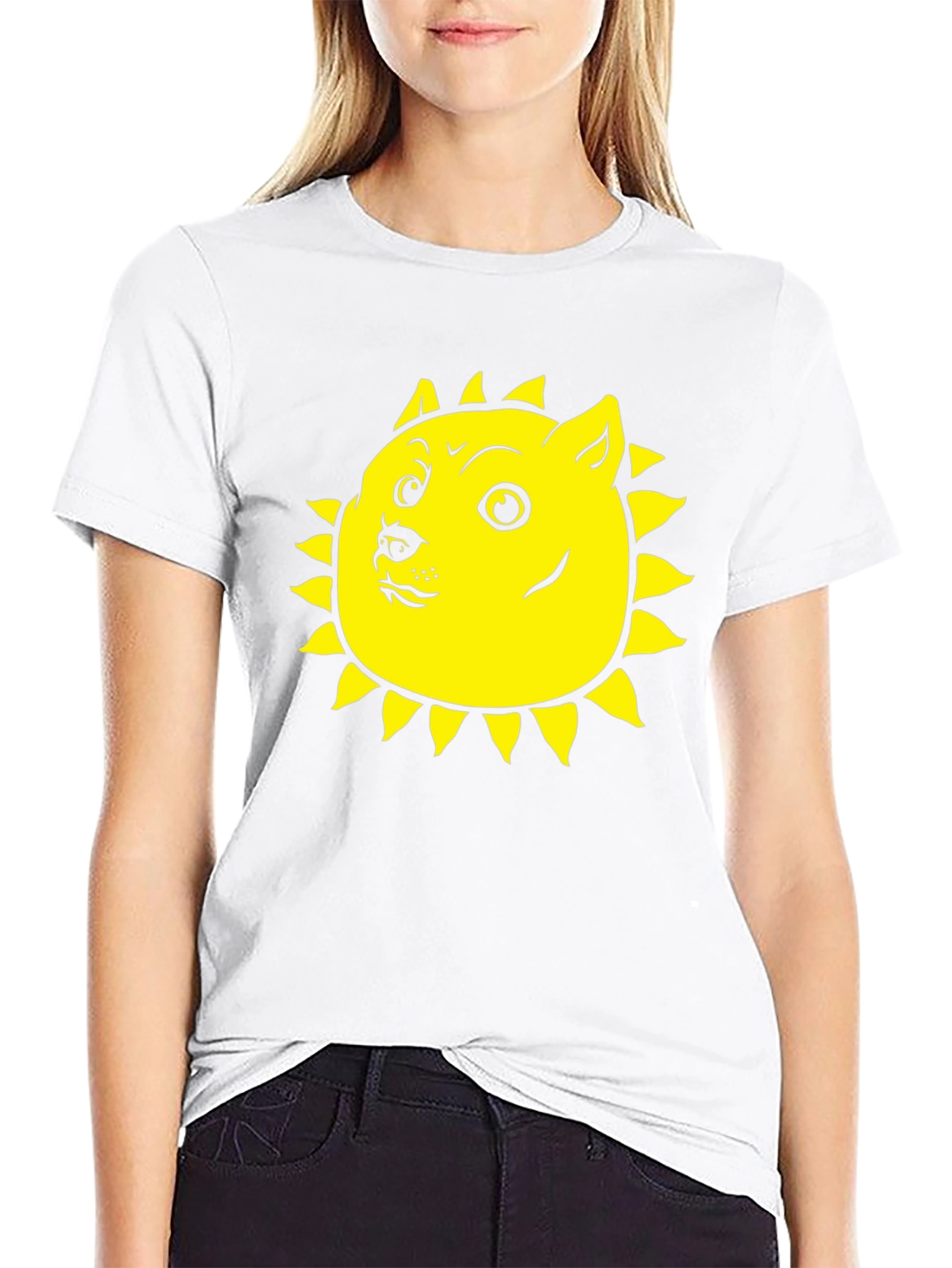 Doge Sun Funny Black T-Shirt