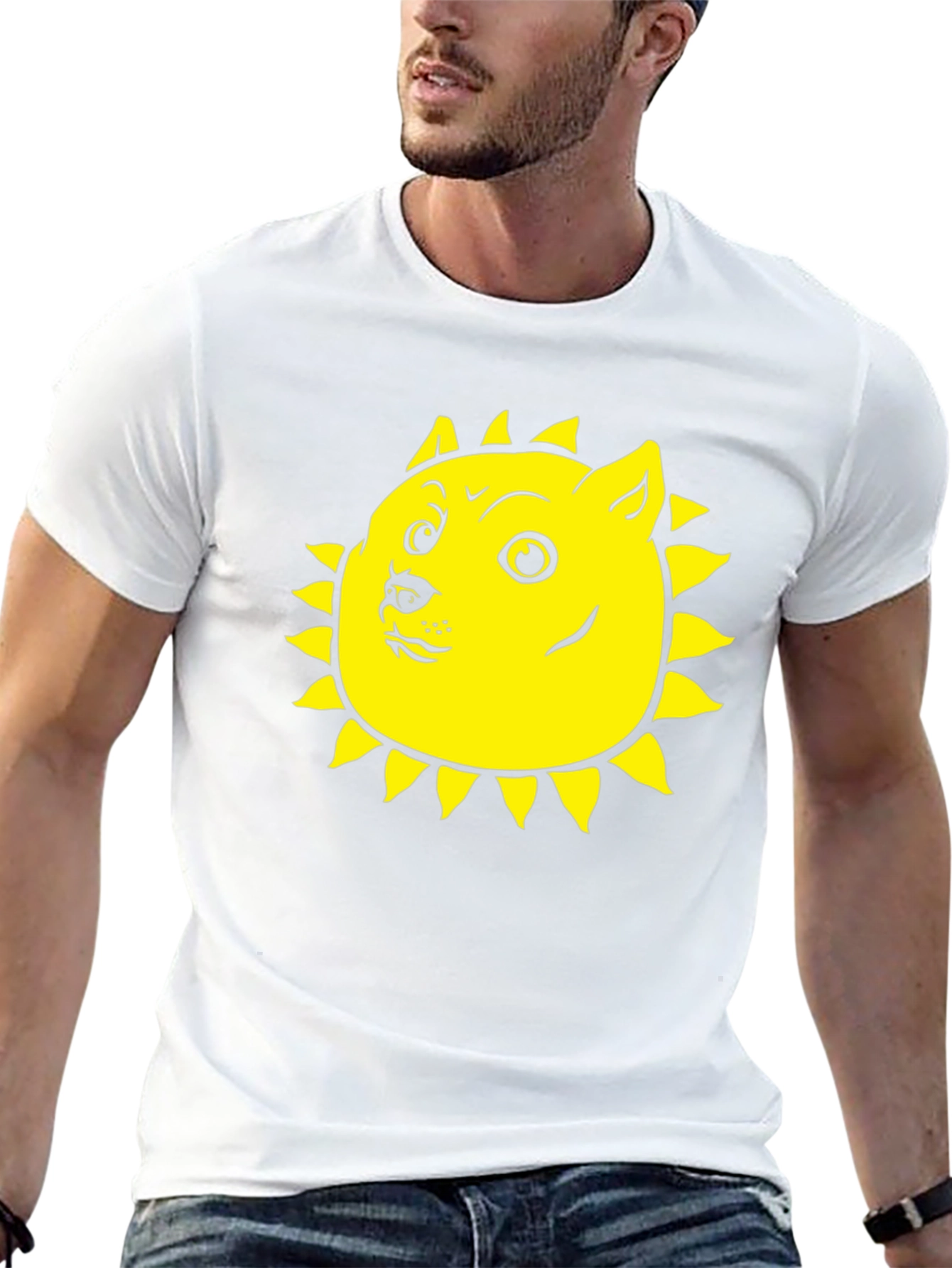 Doge Sun Funny Black T-Shirt