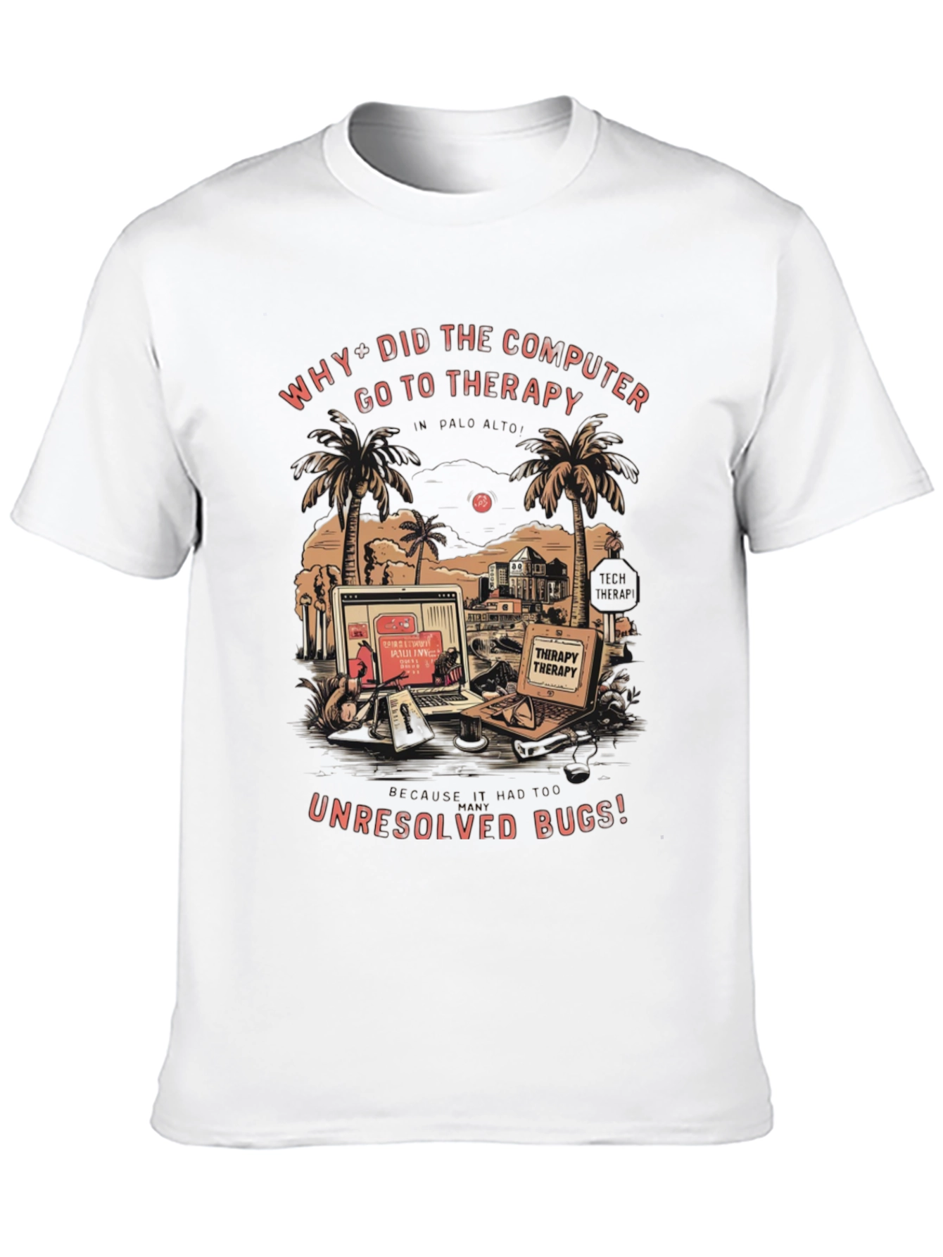Therapy Computer Humor Black Graphic Tee