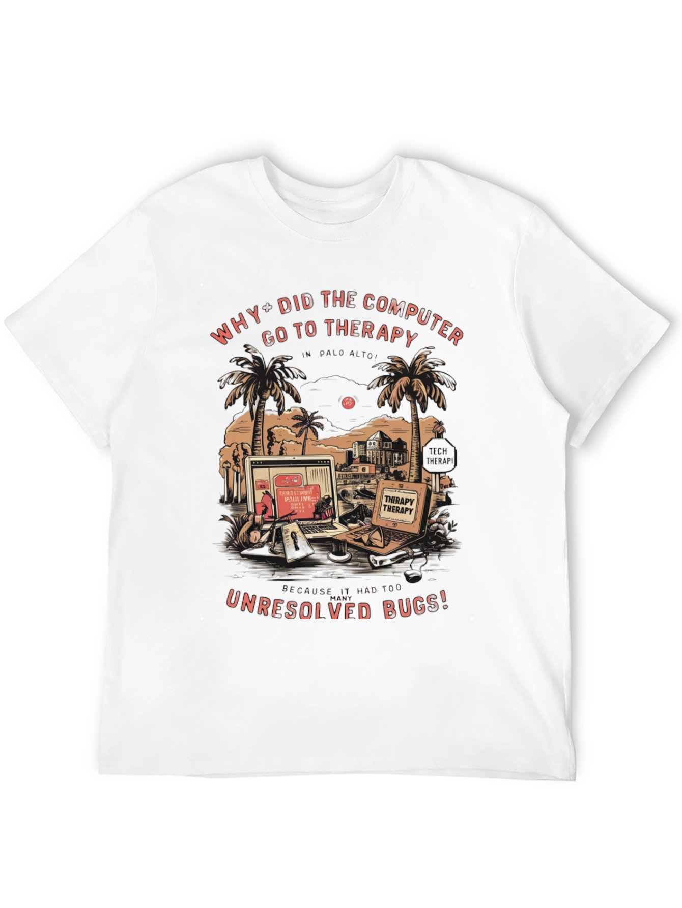Therapy Computer Humor Black Graphic Tee