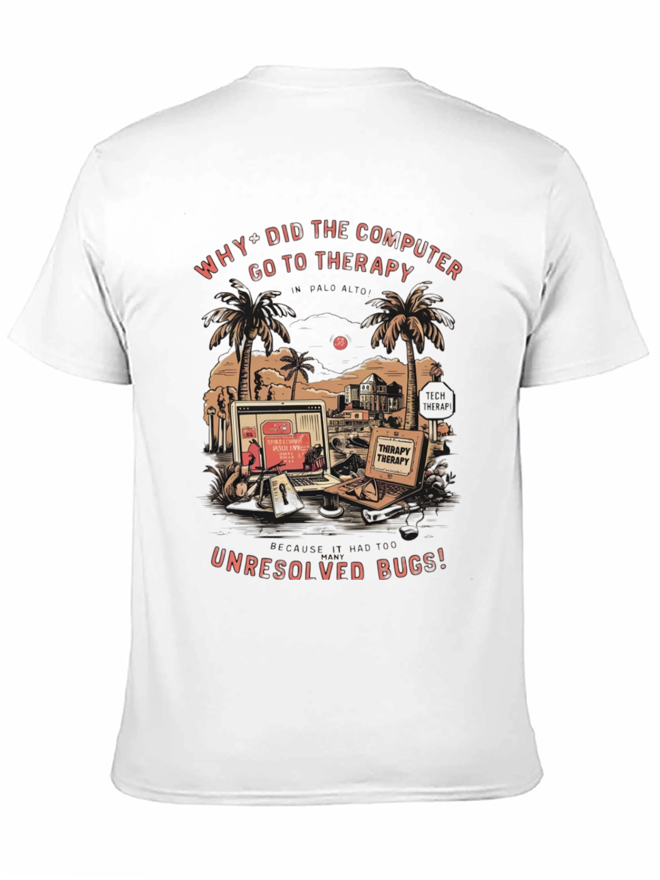 Therapy Computer Humor Black Graphic Tee