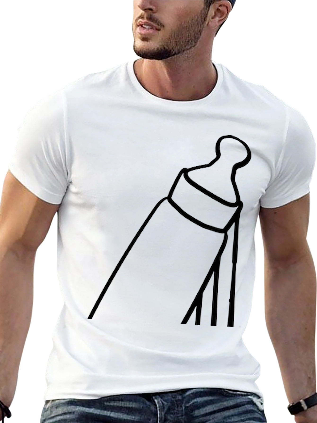 Mens Black T-Shirt with Bottle Graphic