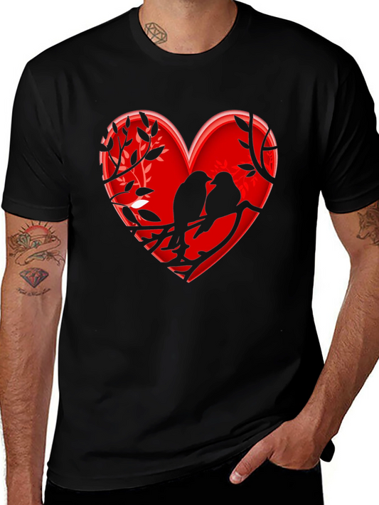 Heart Birds T-Shirt - Romantic Design