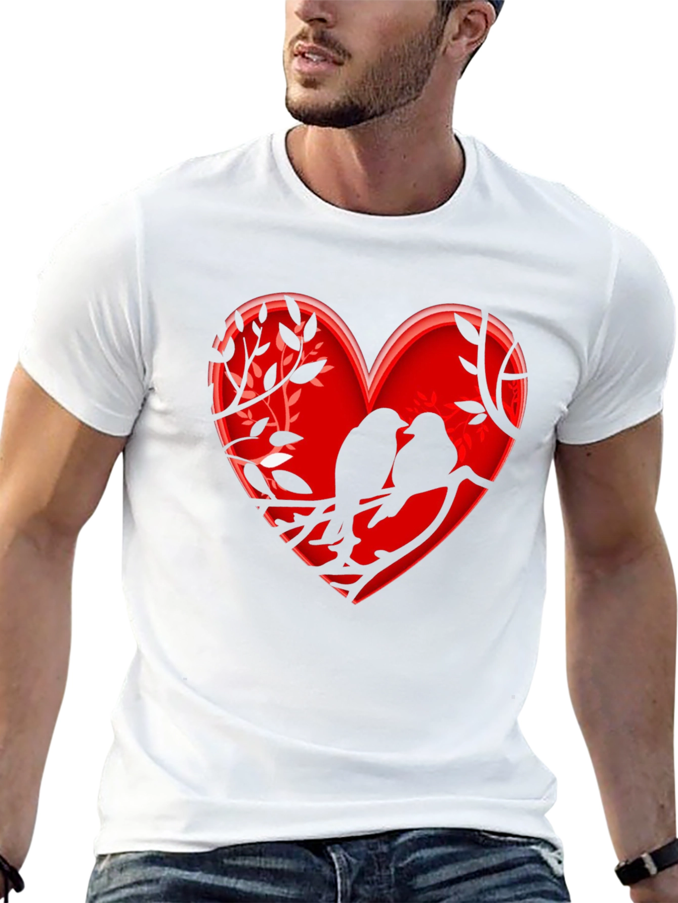 Heart Birds T-Shirt - Romantic Design