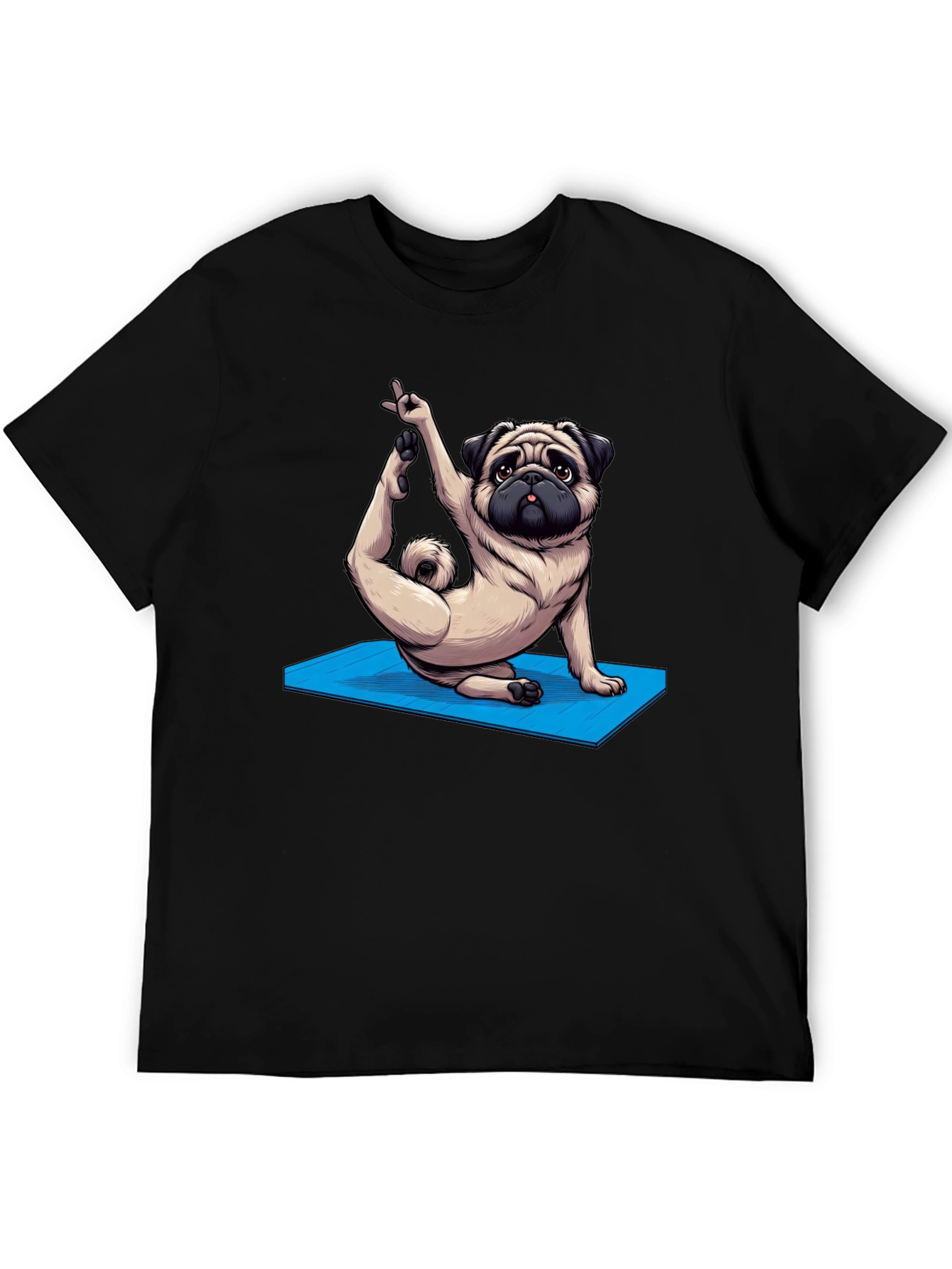 Yoga Pug Graphic Tee - Mens Black T-Shirt