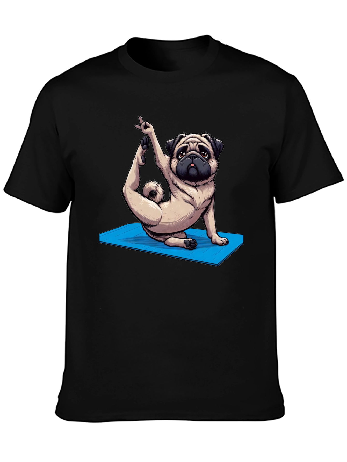 Yoga Pug Graphic Tee - Mens Black T-Shirt