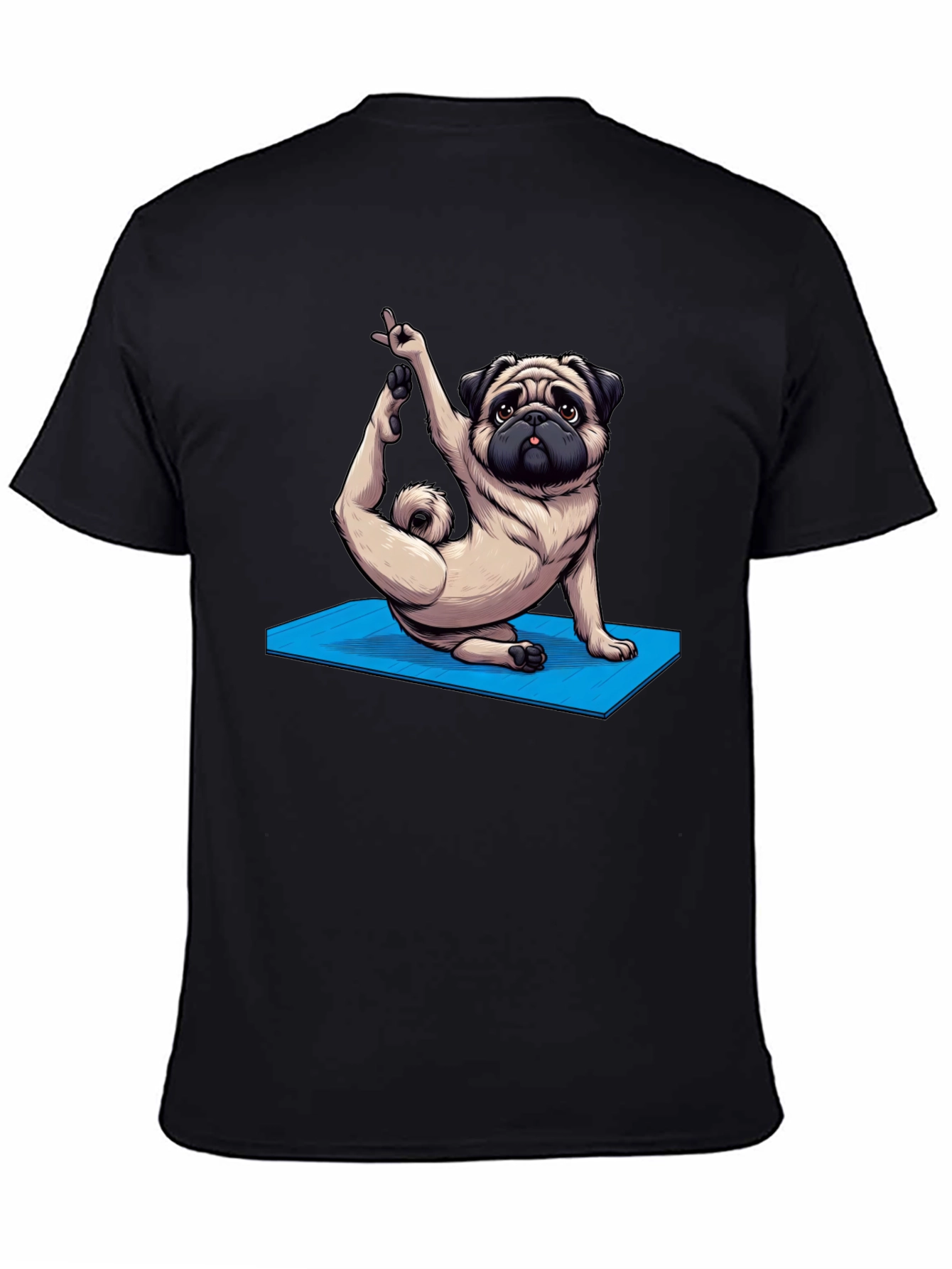 Yoga Pug Graphic Tee - Mens Black T-Shirt