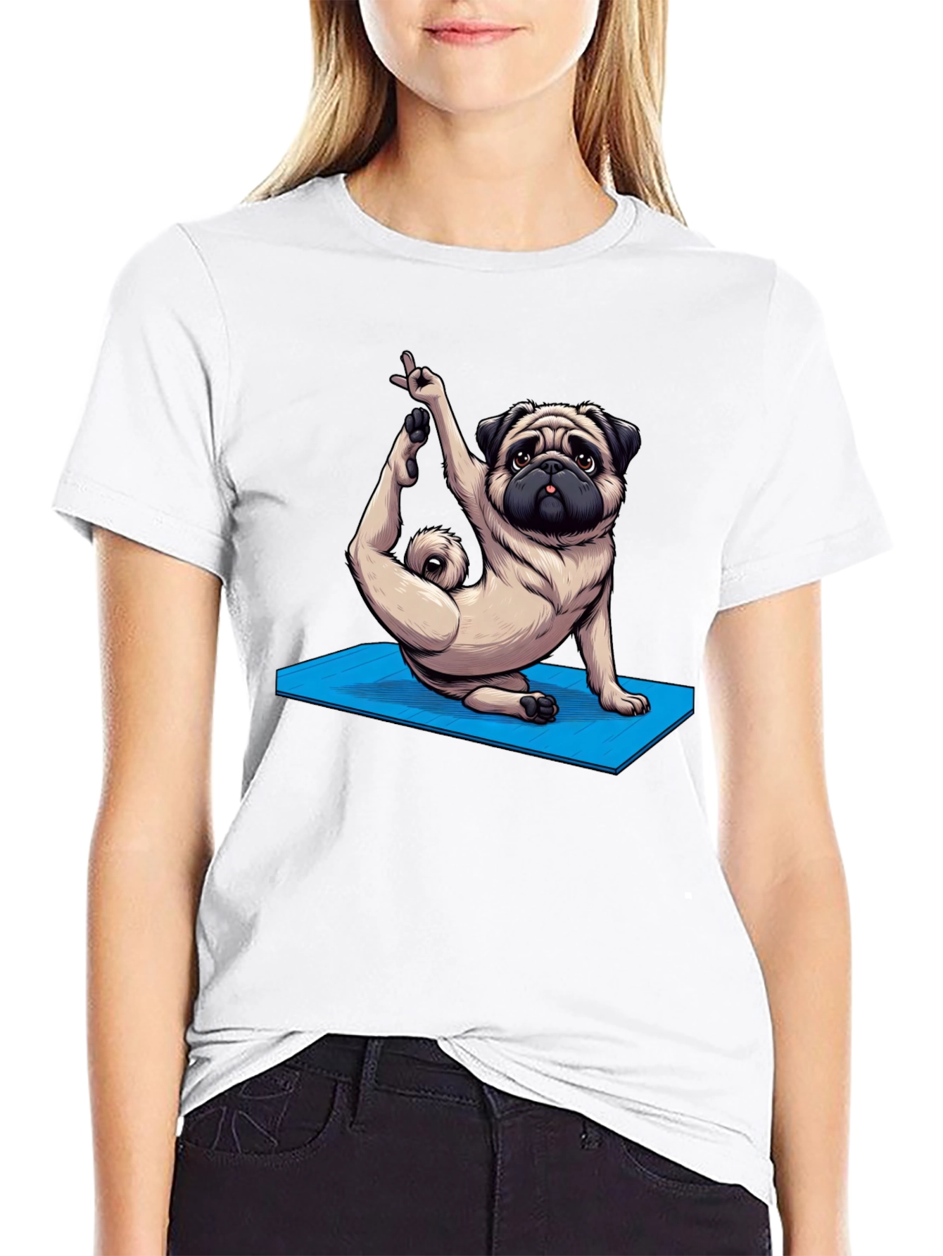 Yoga Pug Graphic Tee - Mens Black T-Shirt