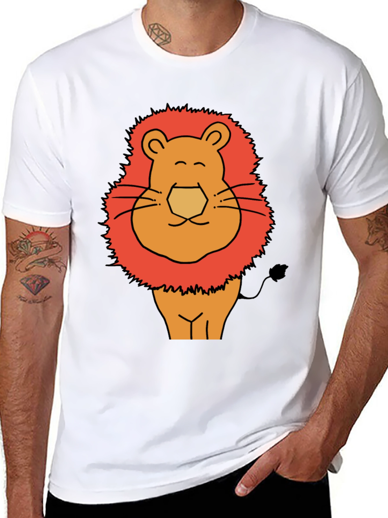 Funny Lion Graphic Tee - Mens Black T-Shirt