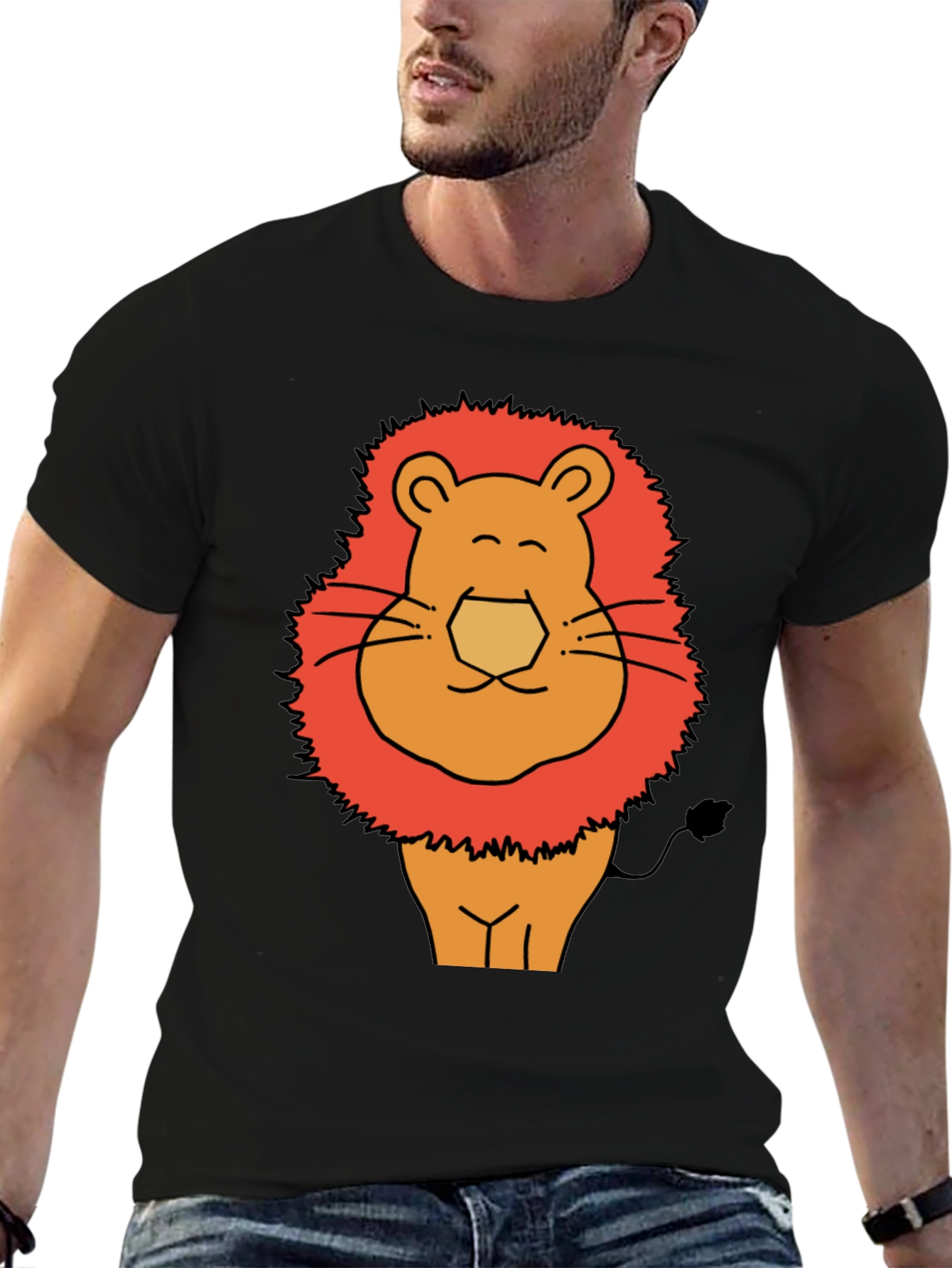 Funny Lion Graphic Tee - Mens Black T-Shirt