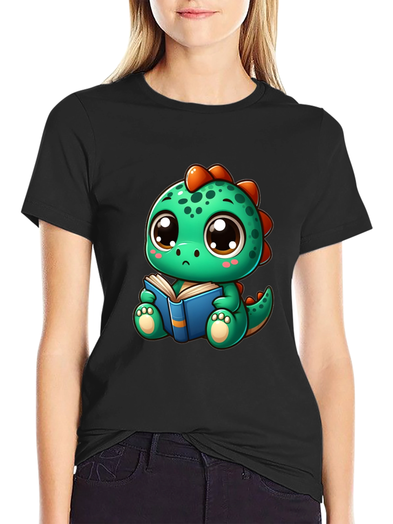 Cute Dino Reading Book T-Shirt