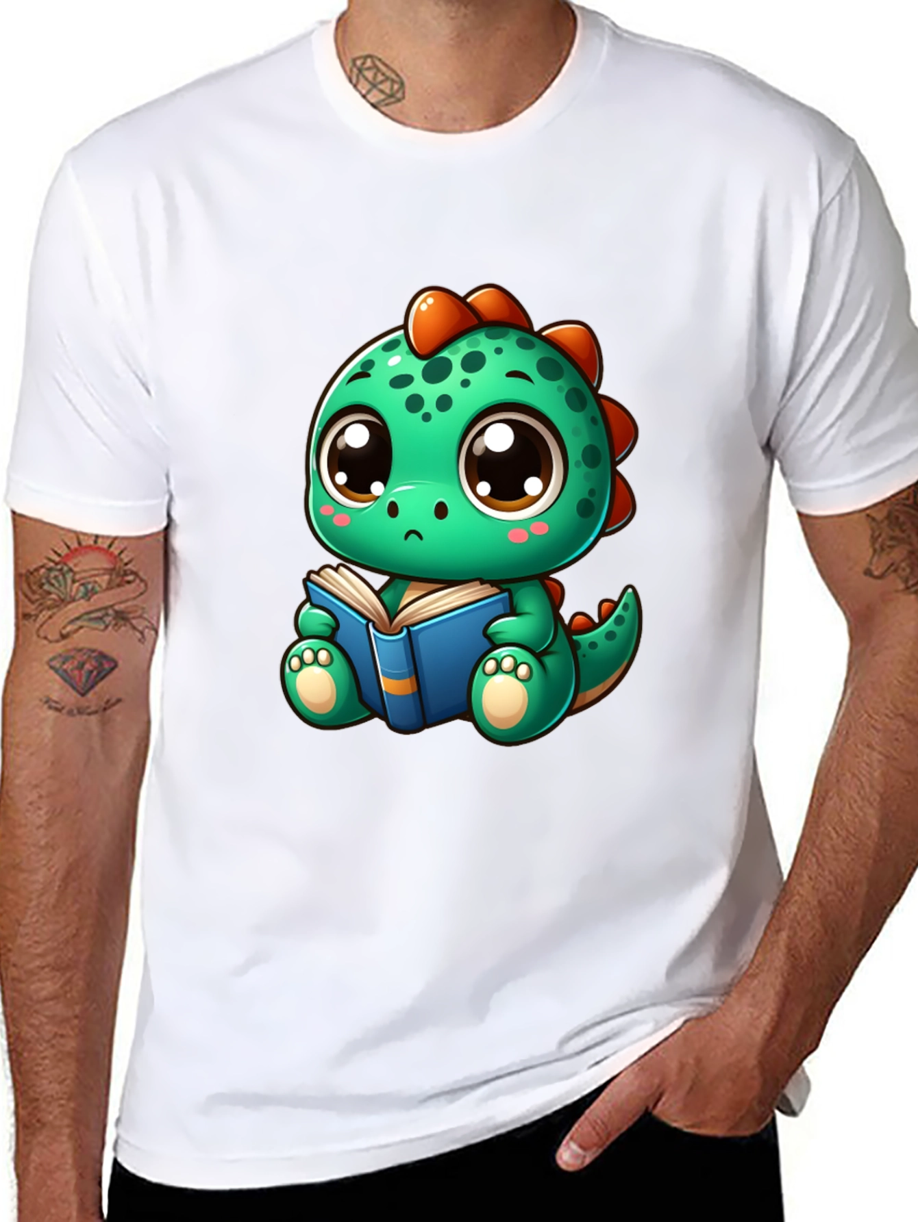 Cute Dino Reading Book T-Shirt