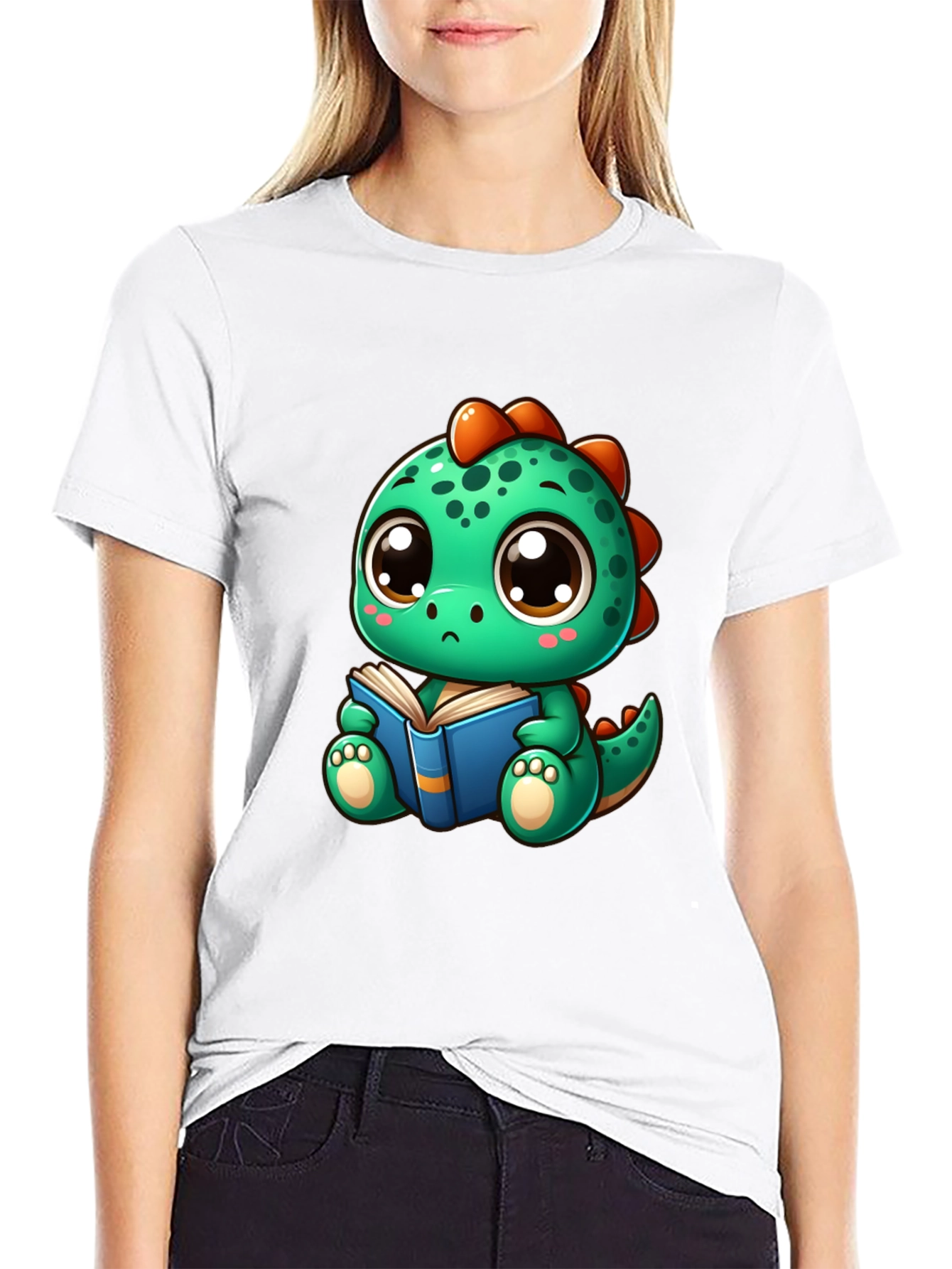 Cute Dino Reading Book T-Shirt