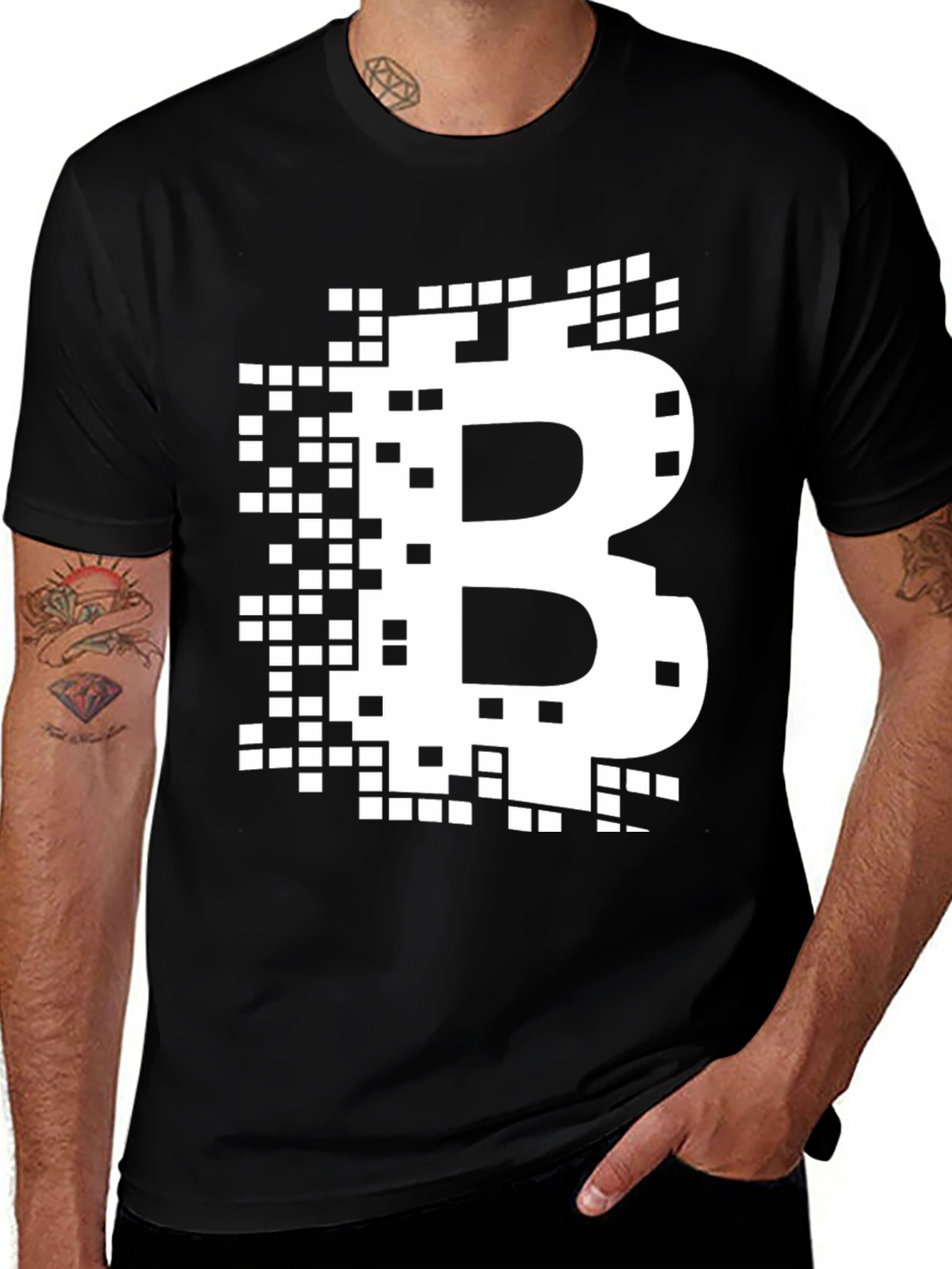 Bitcoin Pixel Art Black T-Shirt Crypto Currency Tee