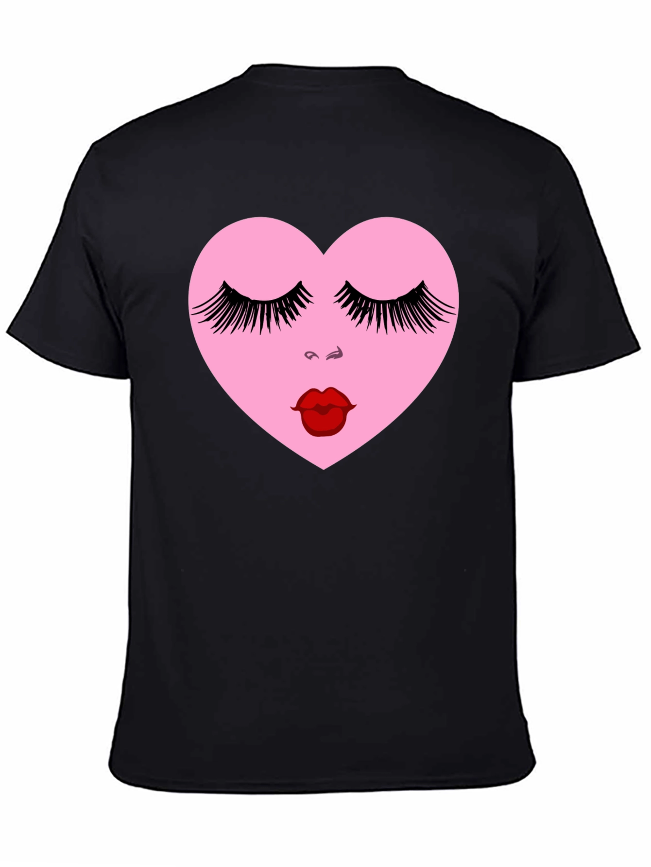Heart Face Graphic Black T-Shirt