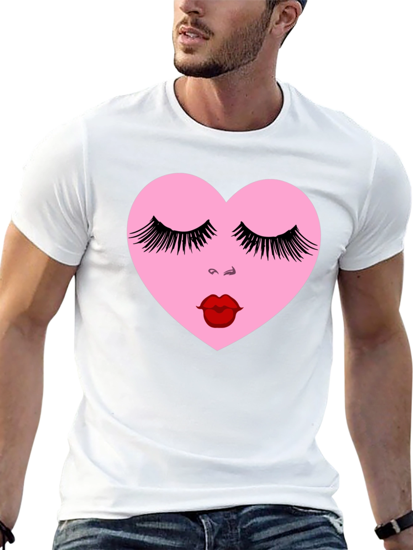 Heart Face Graphic Black T-Shirt