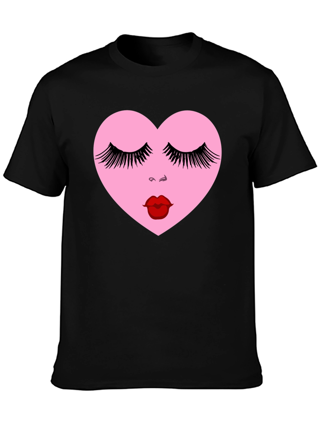 Heart Face Graphic Black T-Shirt