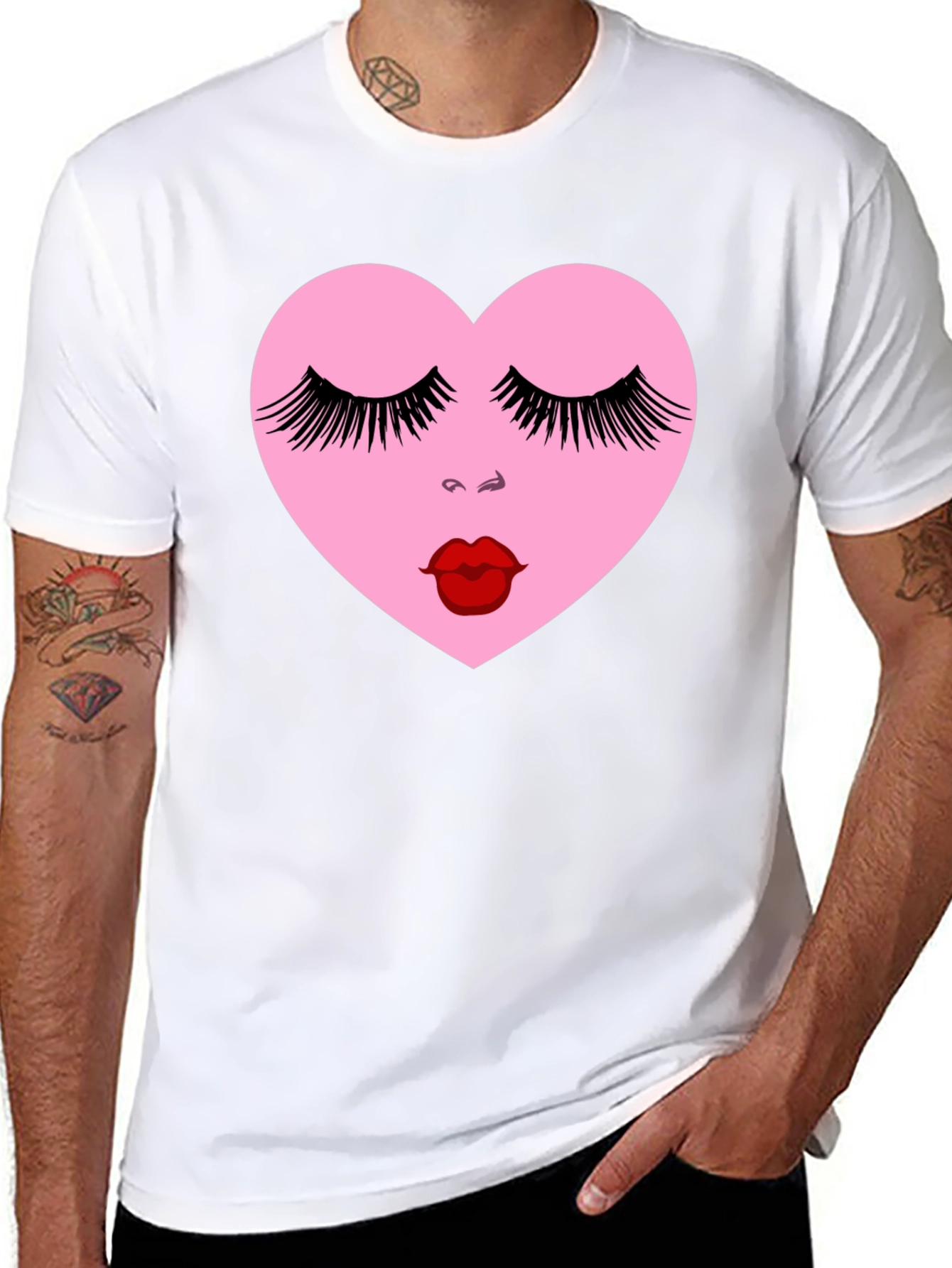 Heart Face Graphic Black T-Shirt