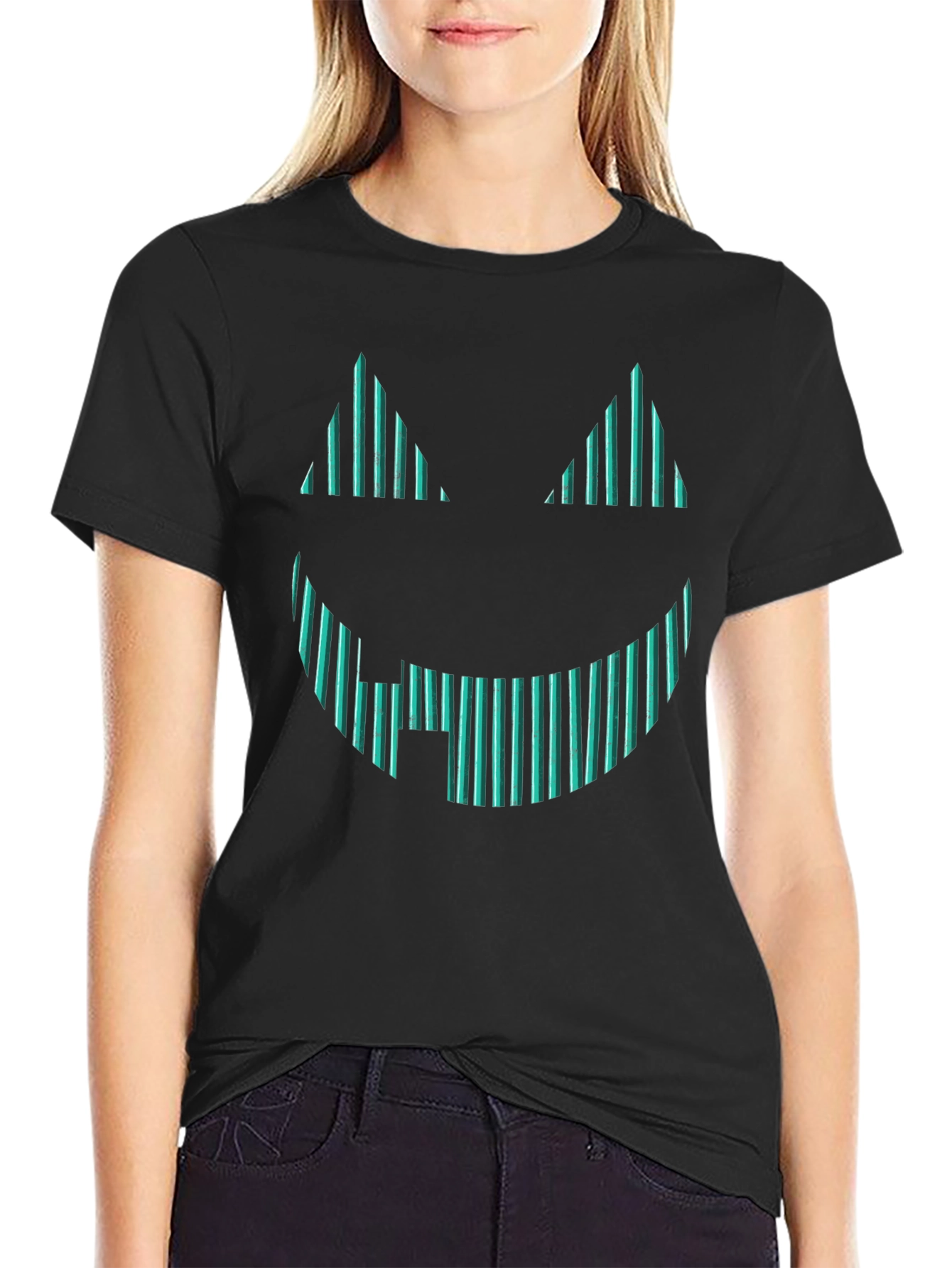 Spooky Striped Pumpkin Face Graphic Tee