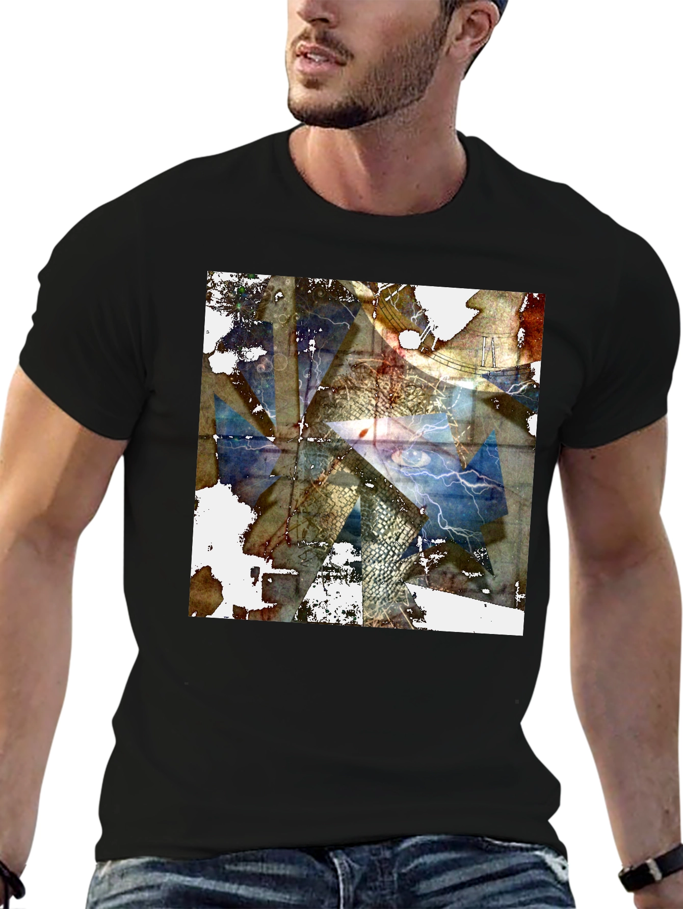 Abstract Eye Graphic Black T-Shirt