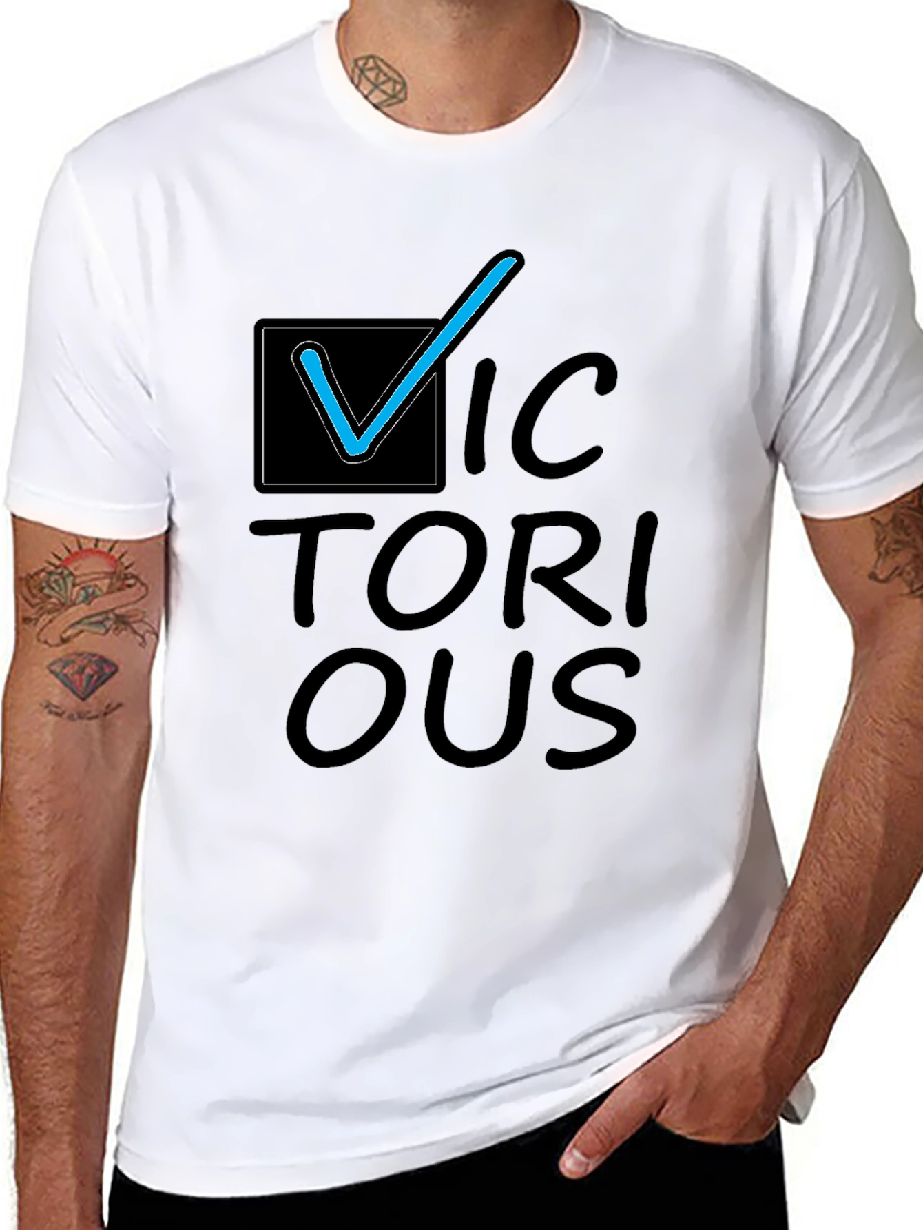 Victorious Graphic Tee - Black Cotton Casual T-Shirt