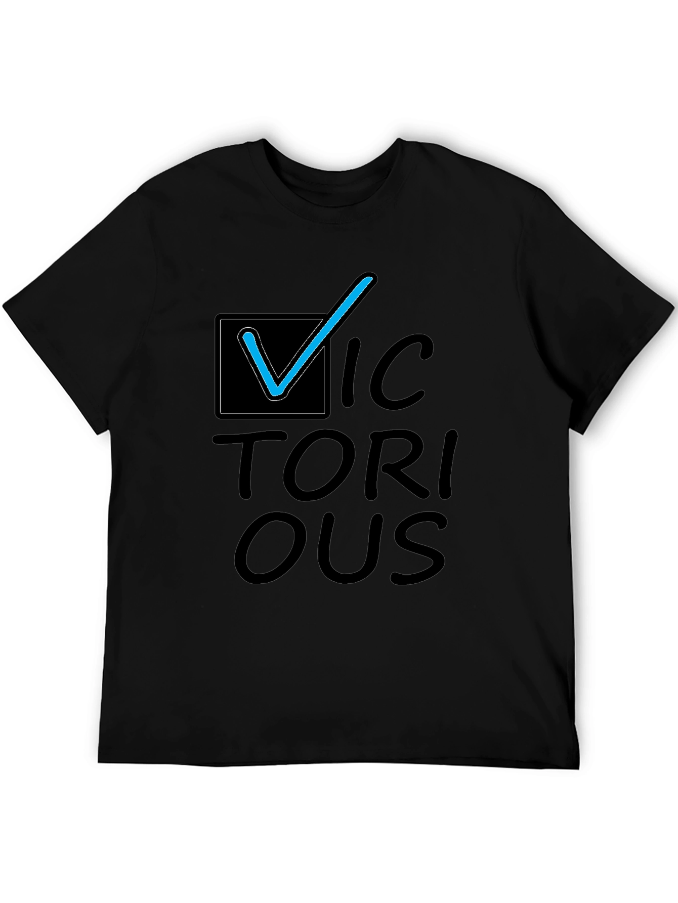 Victorious Graphic Tee - Black Cotton Casual T-Shirt