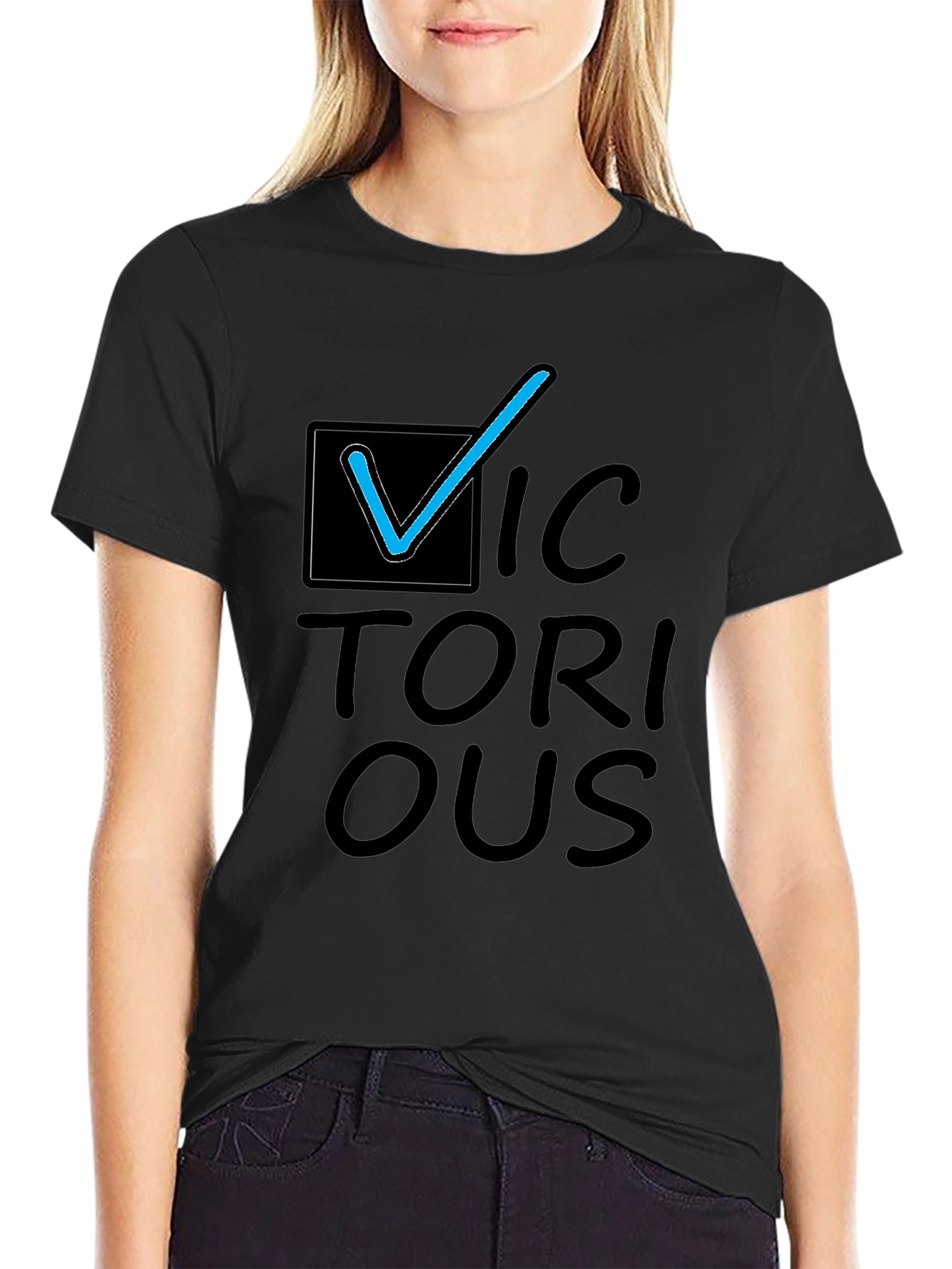 Victorious Graphic Tee - Black Cotton Casual T-Shirt