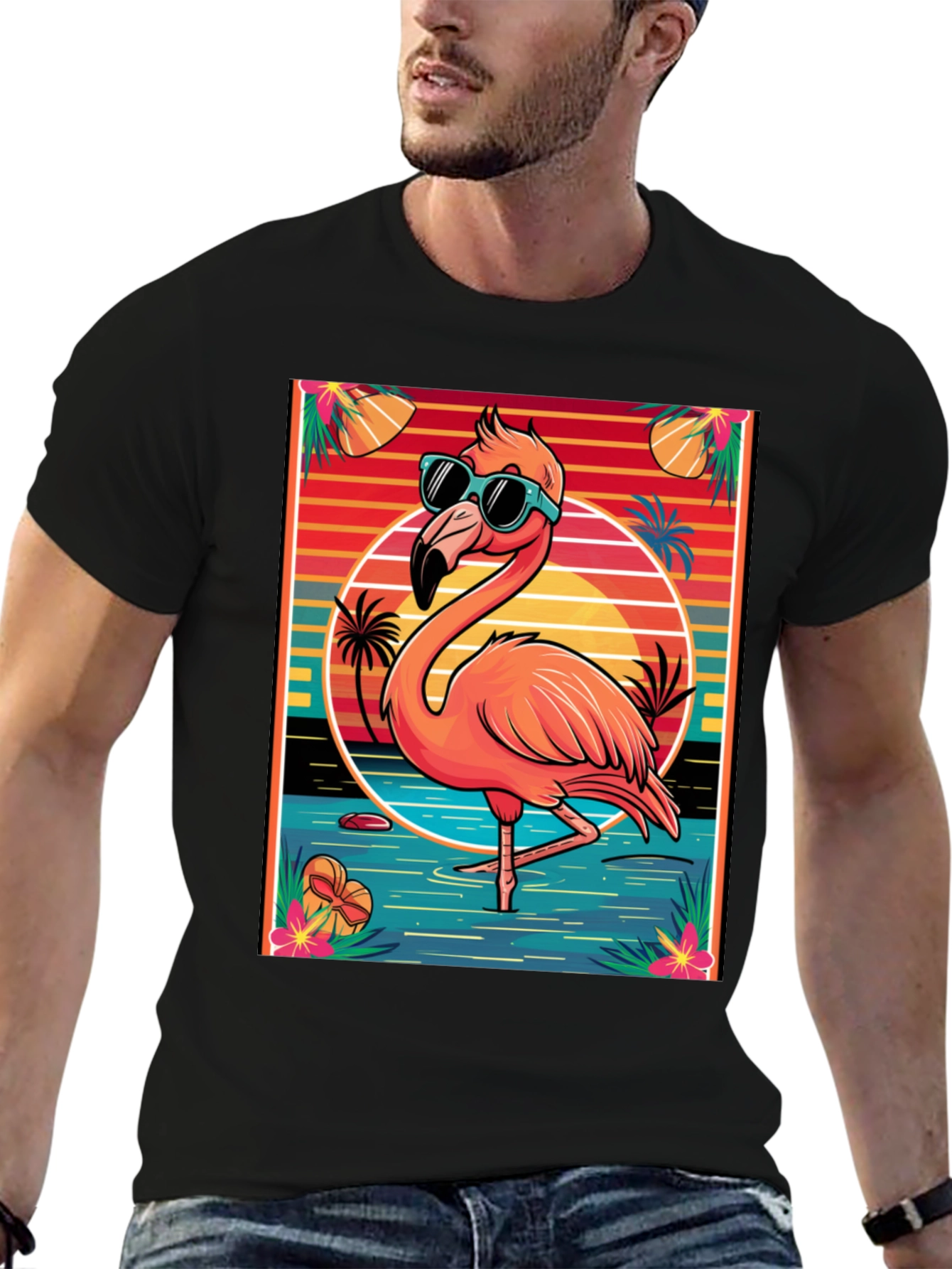 Tropical Flamingo Graphic T-Shirt