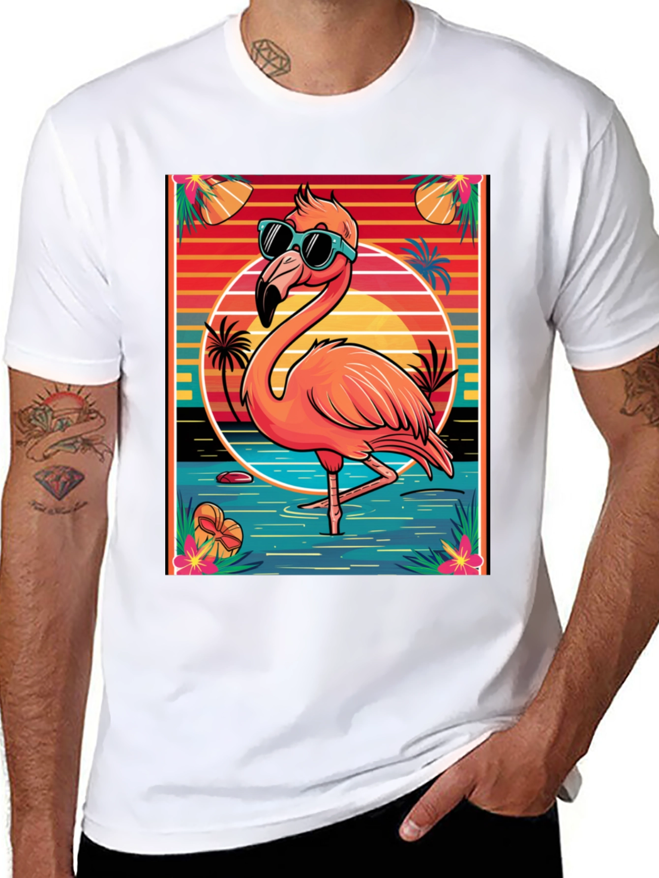 Tropical Flamingo Graphic T-Shirt