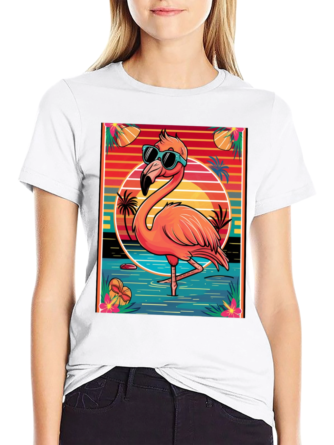 Tropical Flamingo Graphic T-Shirt
