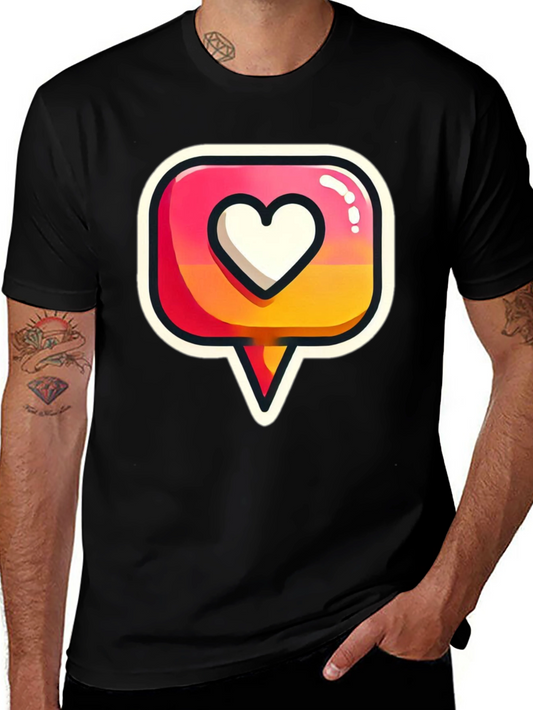 Heart Icon Graphic Tee - Trendy Black T-Shirt