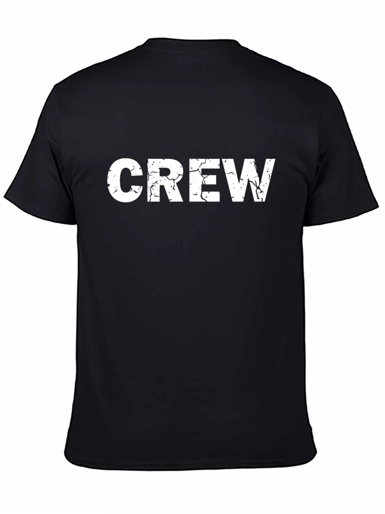 Distressed White CREW Graphic Black T-Shirt