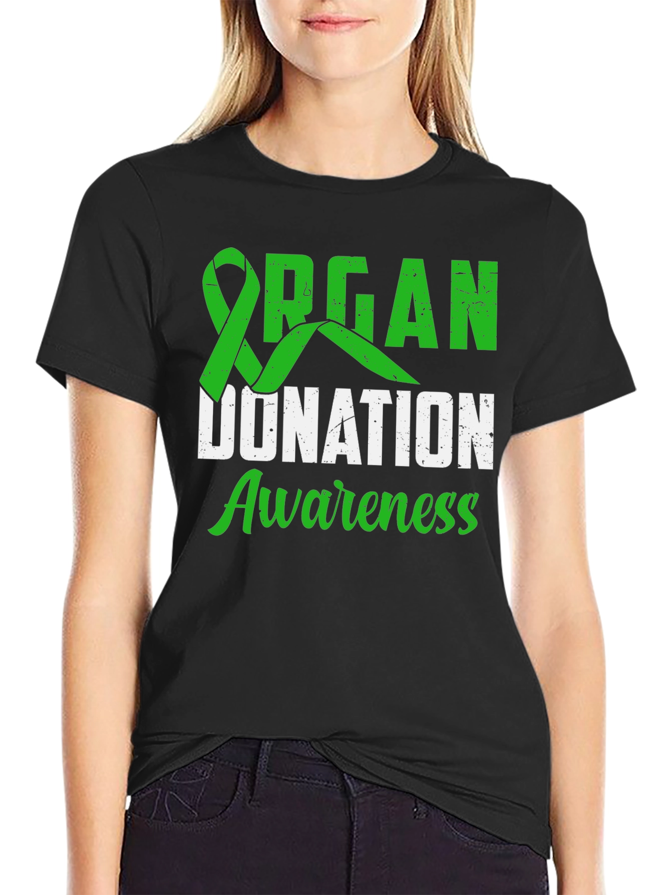 Organ Donation Awareness T-Shirt - Green Ribbon