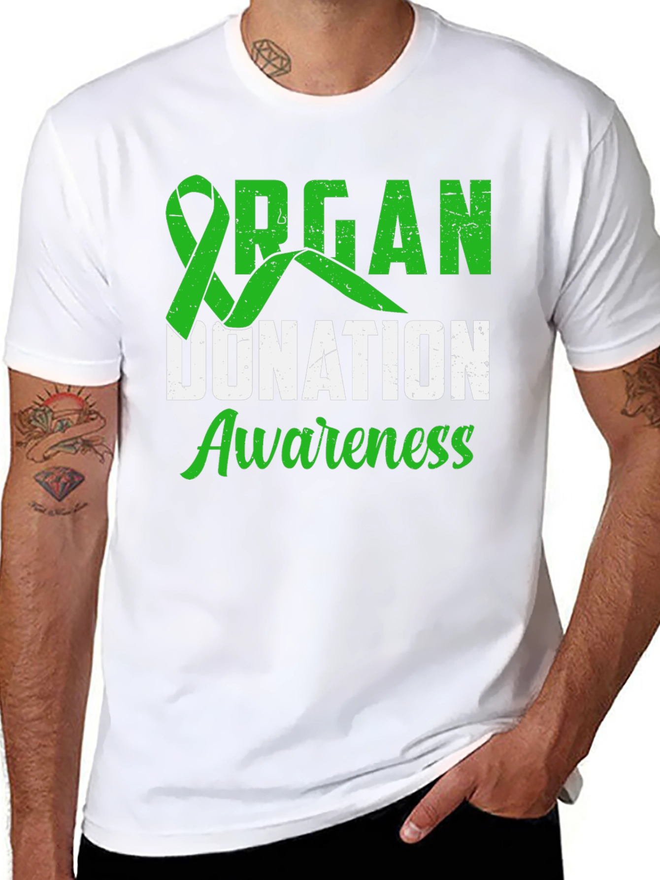 Organ Donation Awareness T-Shirt - Green Ribbon
