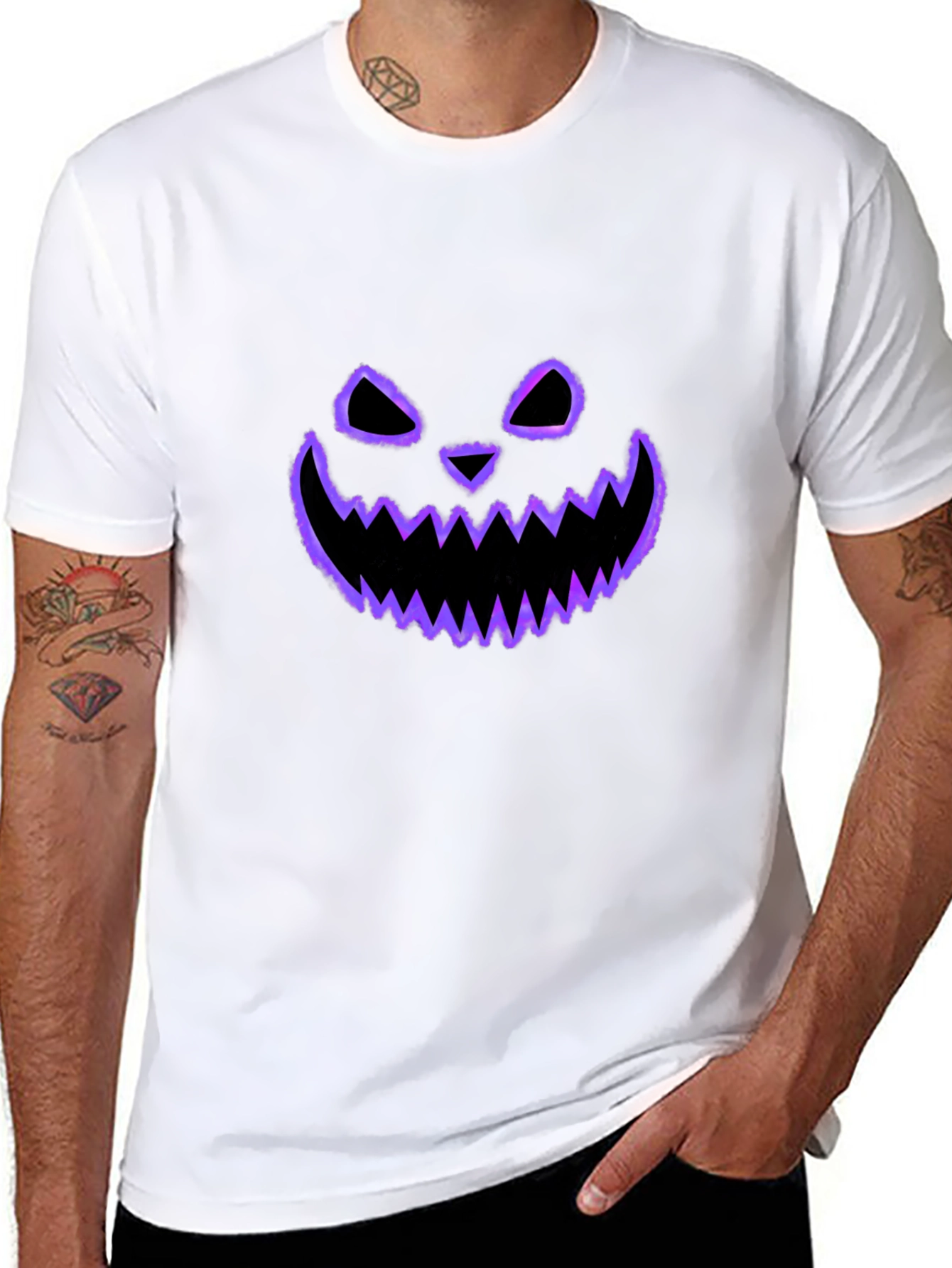 Spooky Face Tee - Halloween Style Black T-Shirt