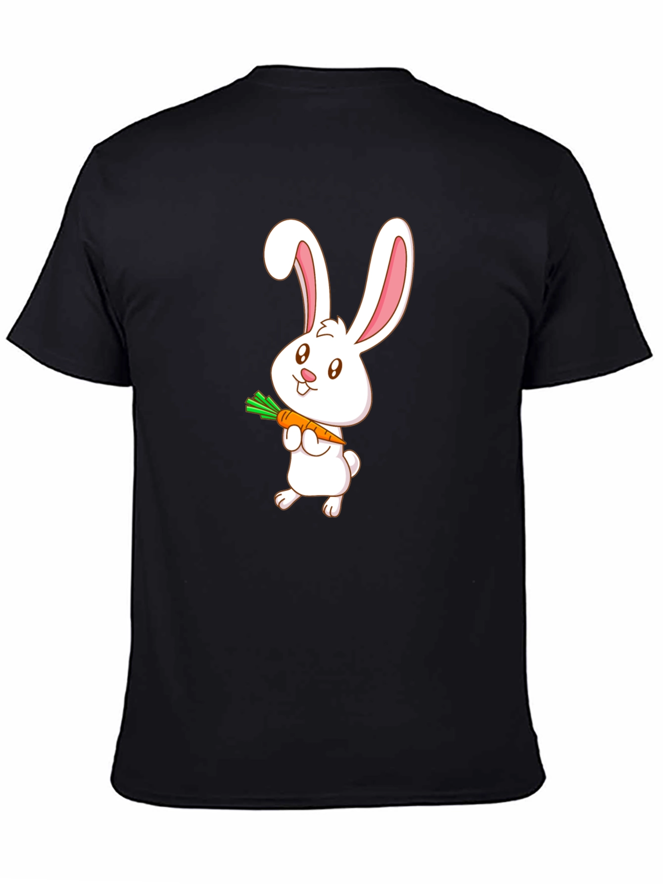 Cute Bunny Carrot T-Shirt - Black Cotton Tee