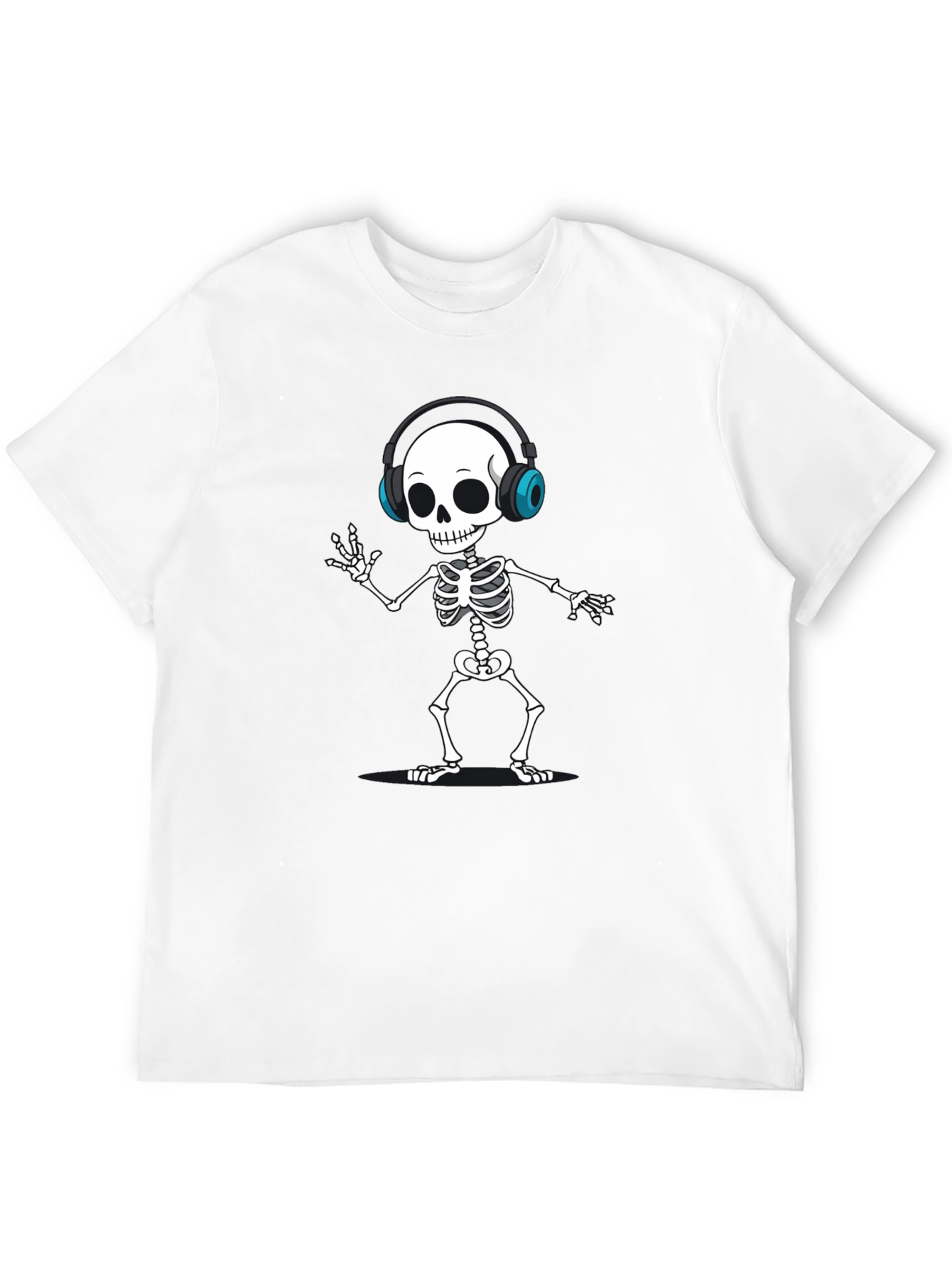 Skeleton DJ T-Shirt - Black Fun Graphic Tee