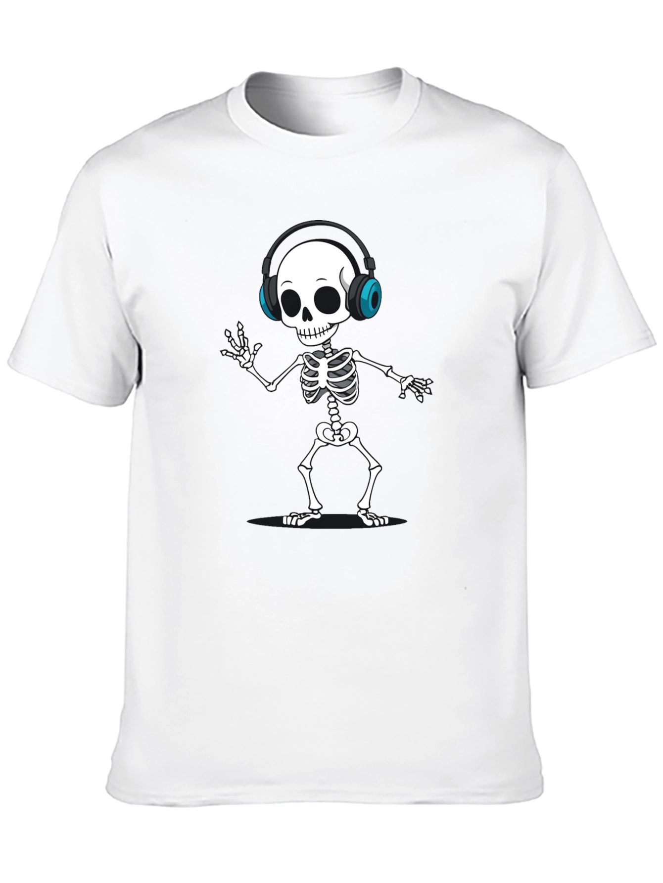 Skeleton DJ T-Shirt - Black Fun Graphic Tee