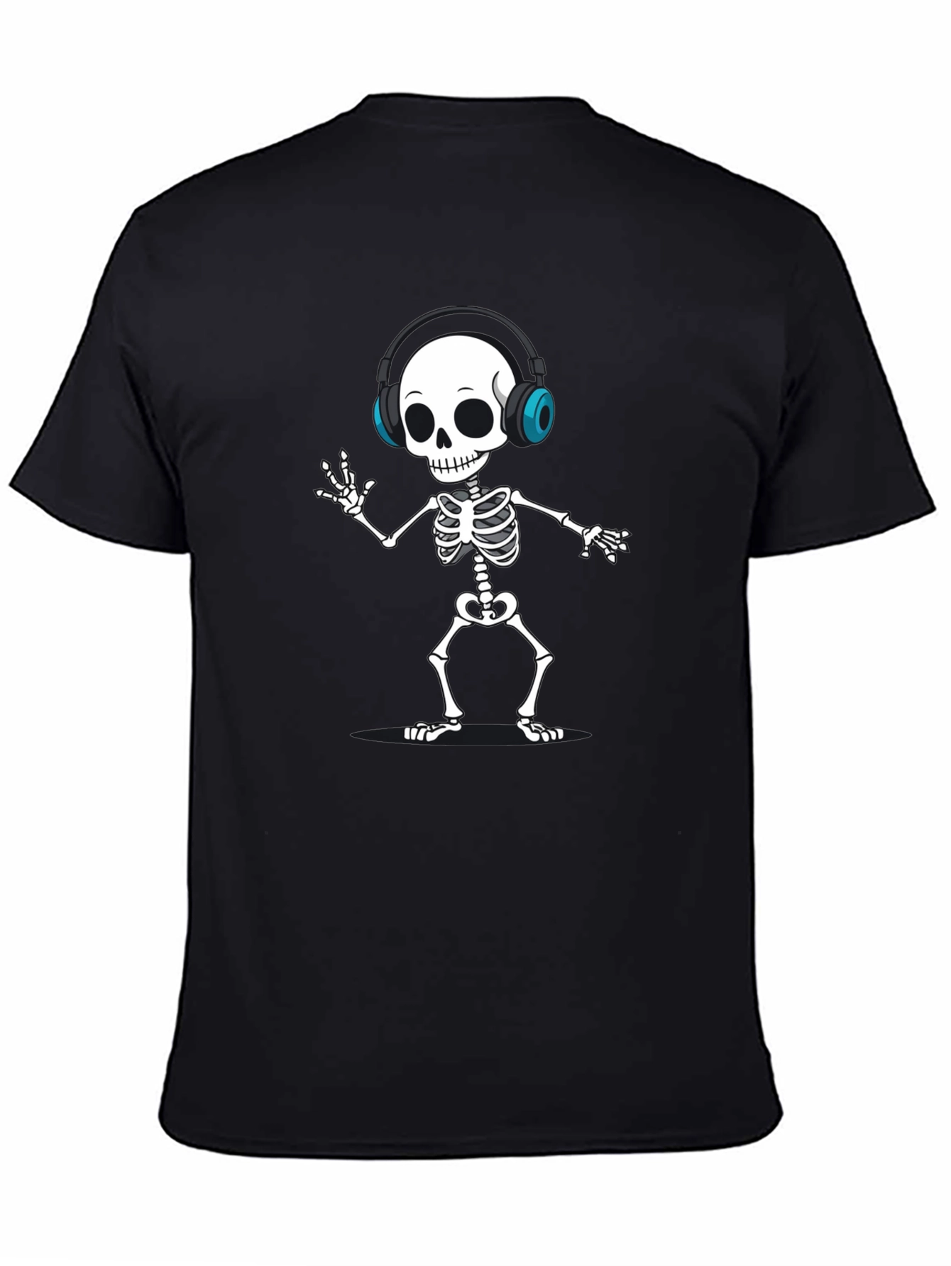 Skeleton DJ T-Shirt - Black Fun Graphic Tee