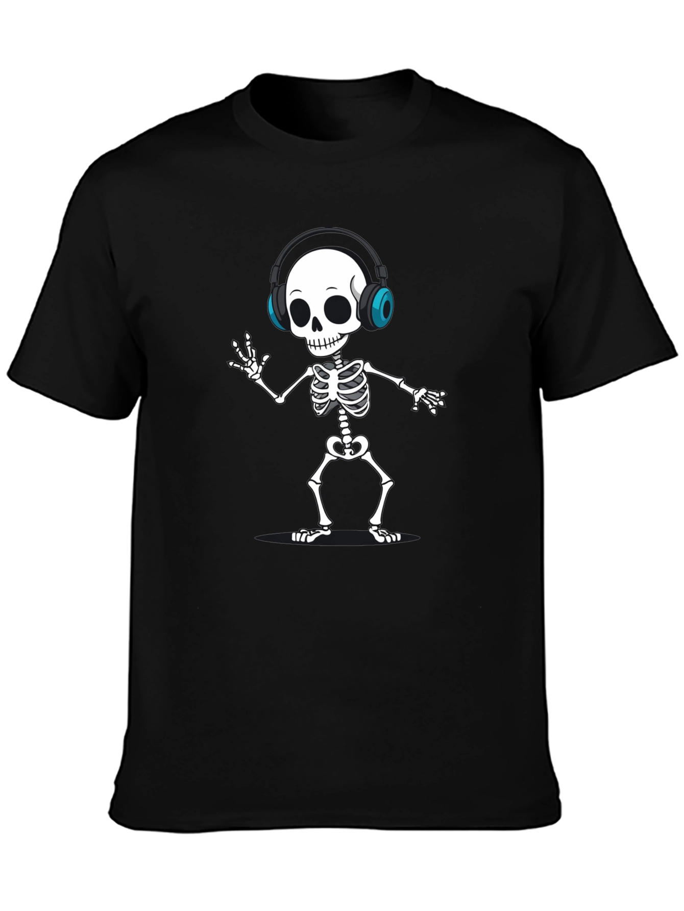 Skeleton DJ T-Shirt - Black Fun Graphic Tee
