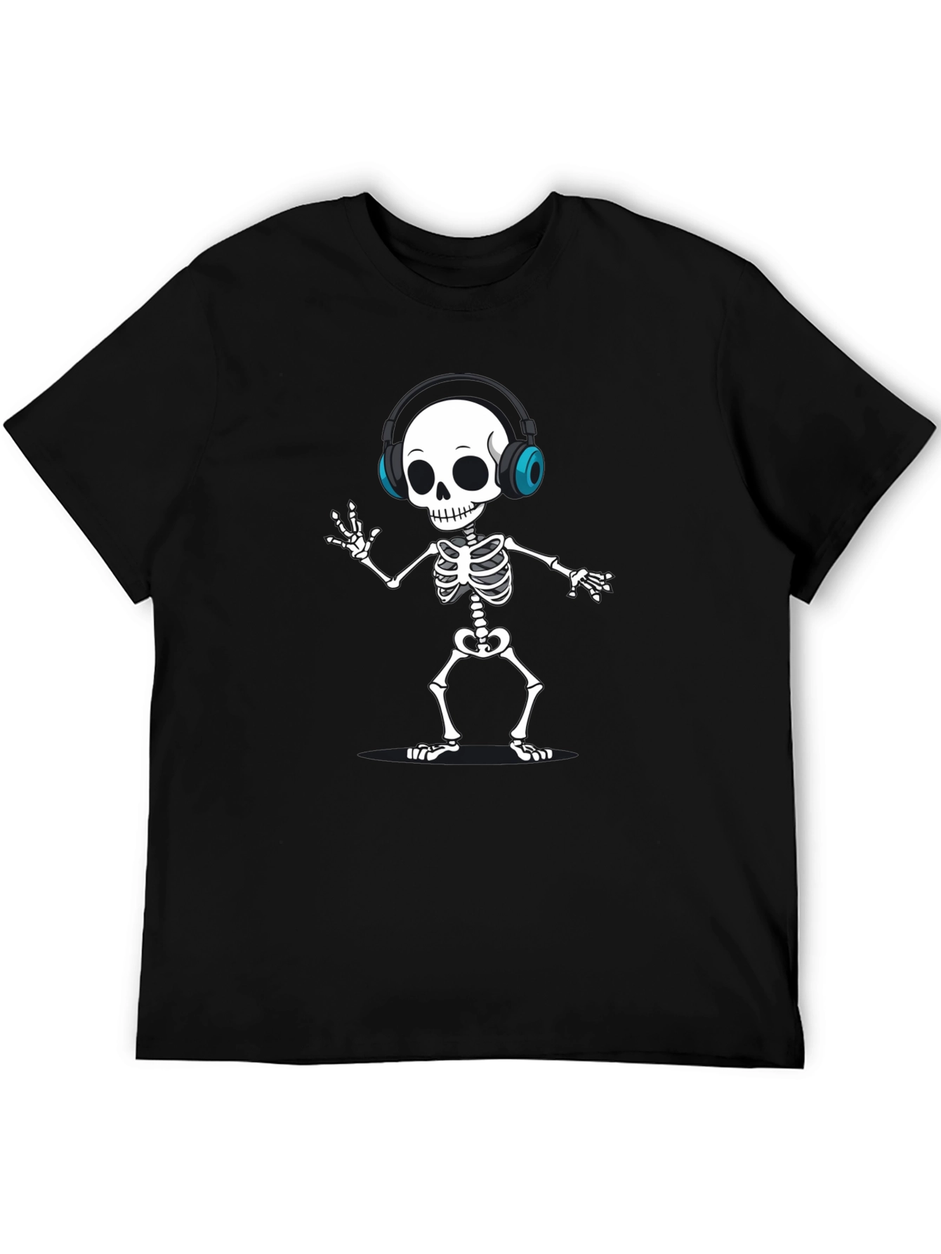 Skeleton DJ T-Shirt - Black Fun Graphic Tee