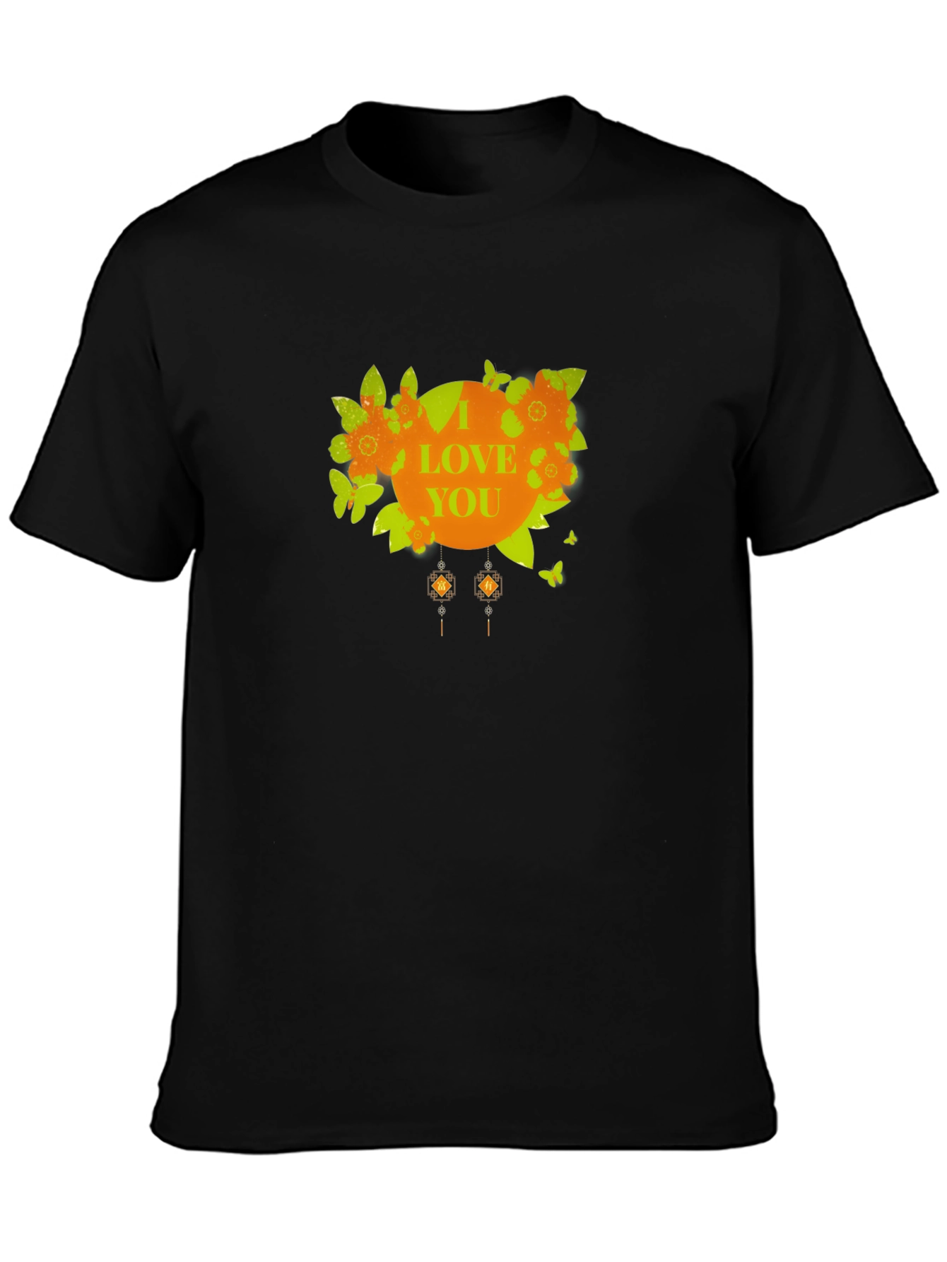 I Love You Floral Graphic Black T-Shirt